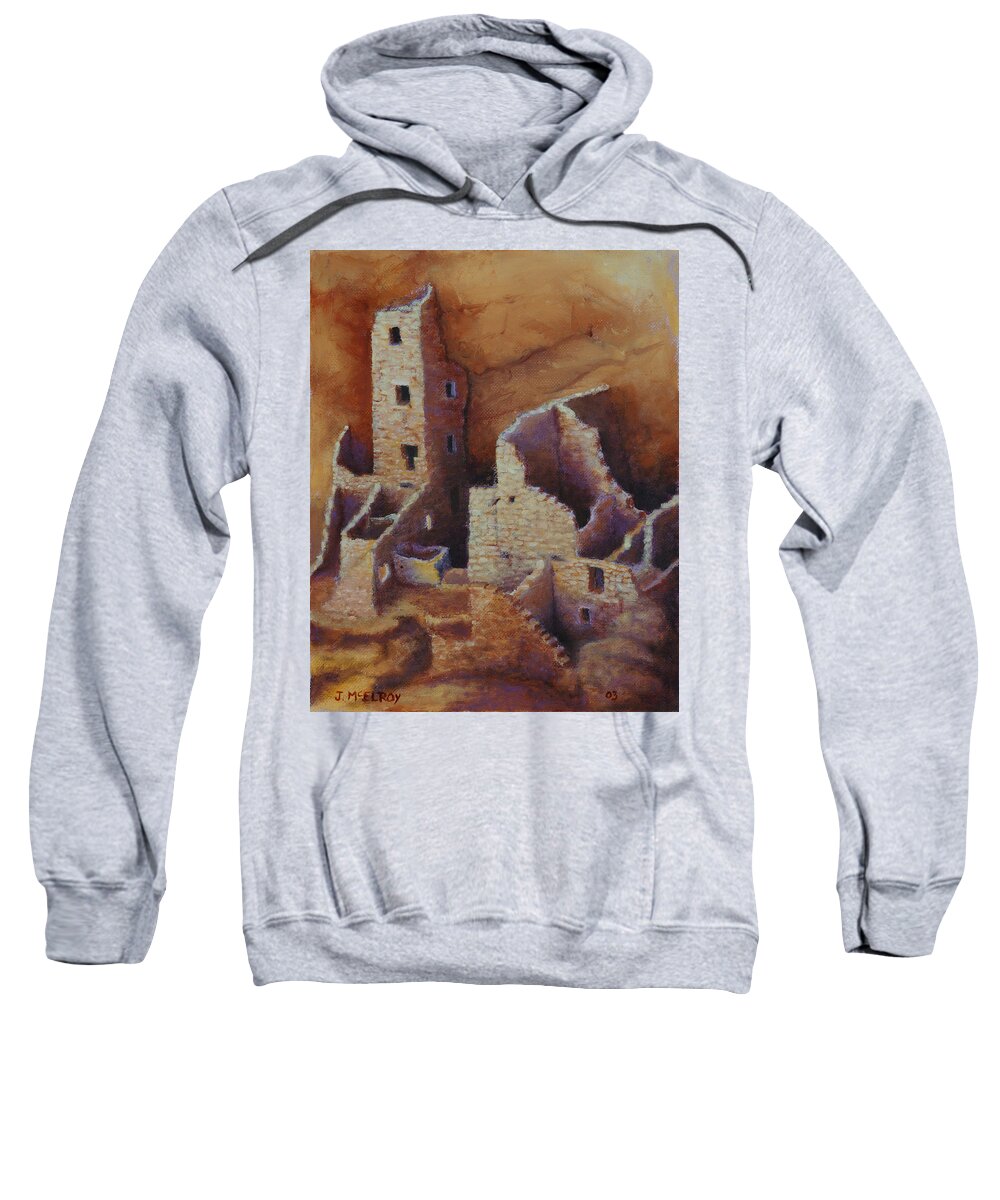 Anasazi Sweatshirt featuring the painting Square Tower Ruins by Jerry McElroy