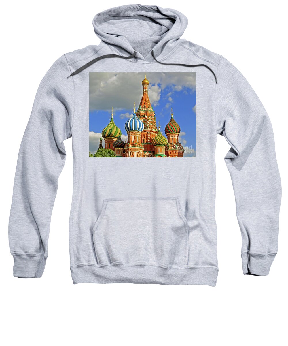 Travel Sweatshirt featuring the photograph St Basil Onion Domes by Tom Watkins PVminer pixs