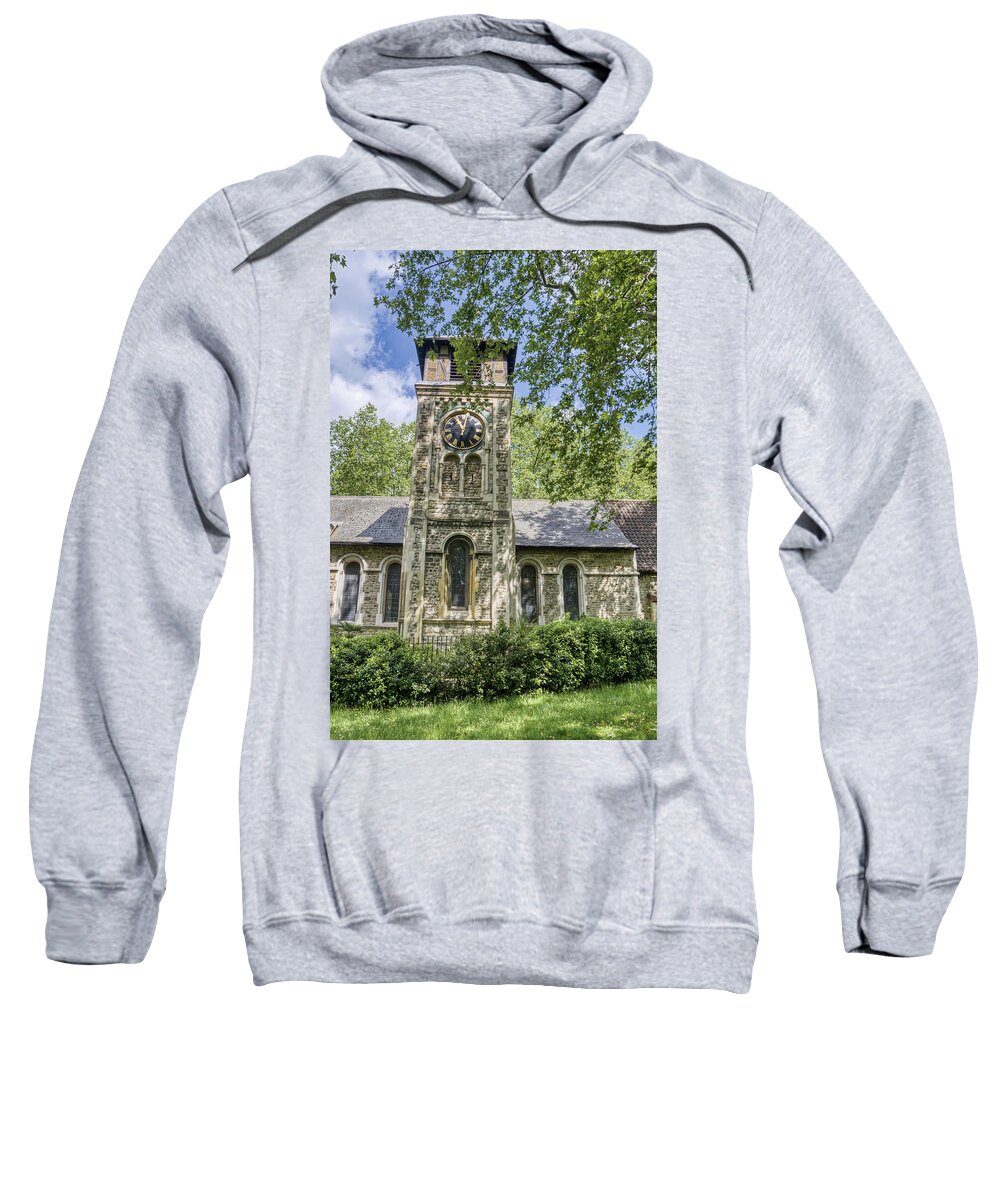 St Sweatshirt featuring the photograph St Pancras Old Church Clock Tower by Raymond Hill