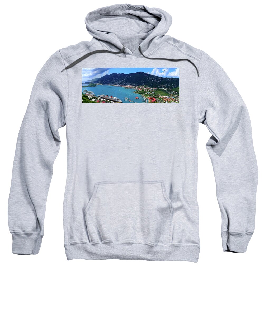 St. Thomas Panorama Sweatshirt featuring the photograph St. Thomas Panorama by David Morehead