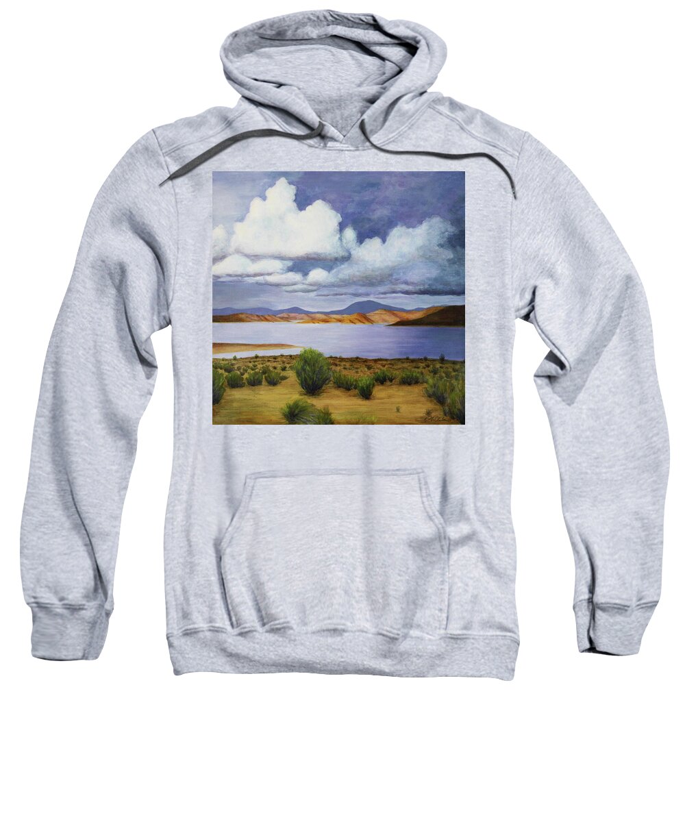 Kim Mcclinton Sweatshirt featuring the painting Storm on Lake Powell - right panel of three by Kim McClinton