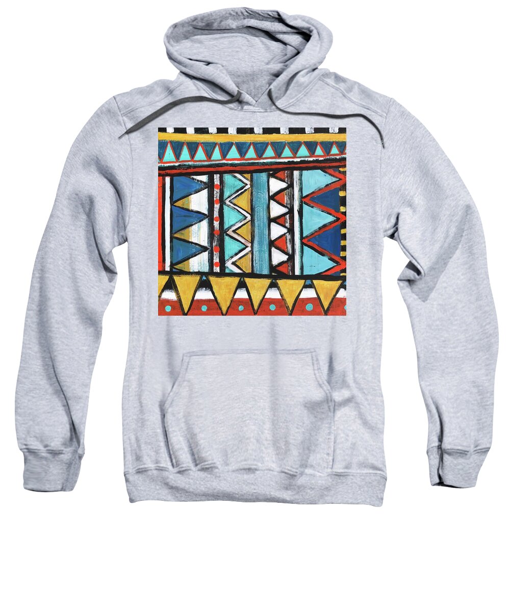 Geometric Sweatshirt featuring the painting Stripes and Triangles V by Cyndie Katz