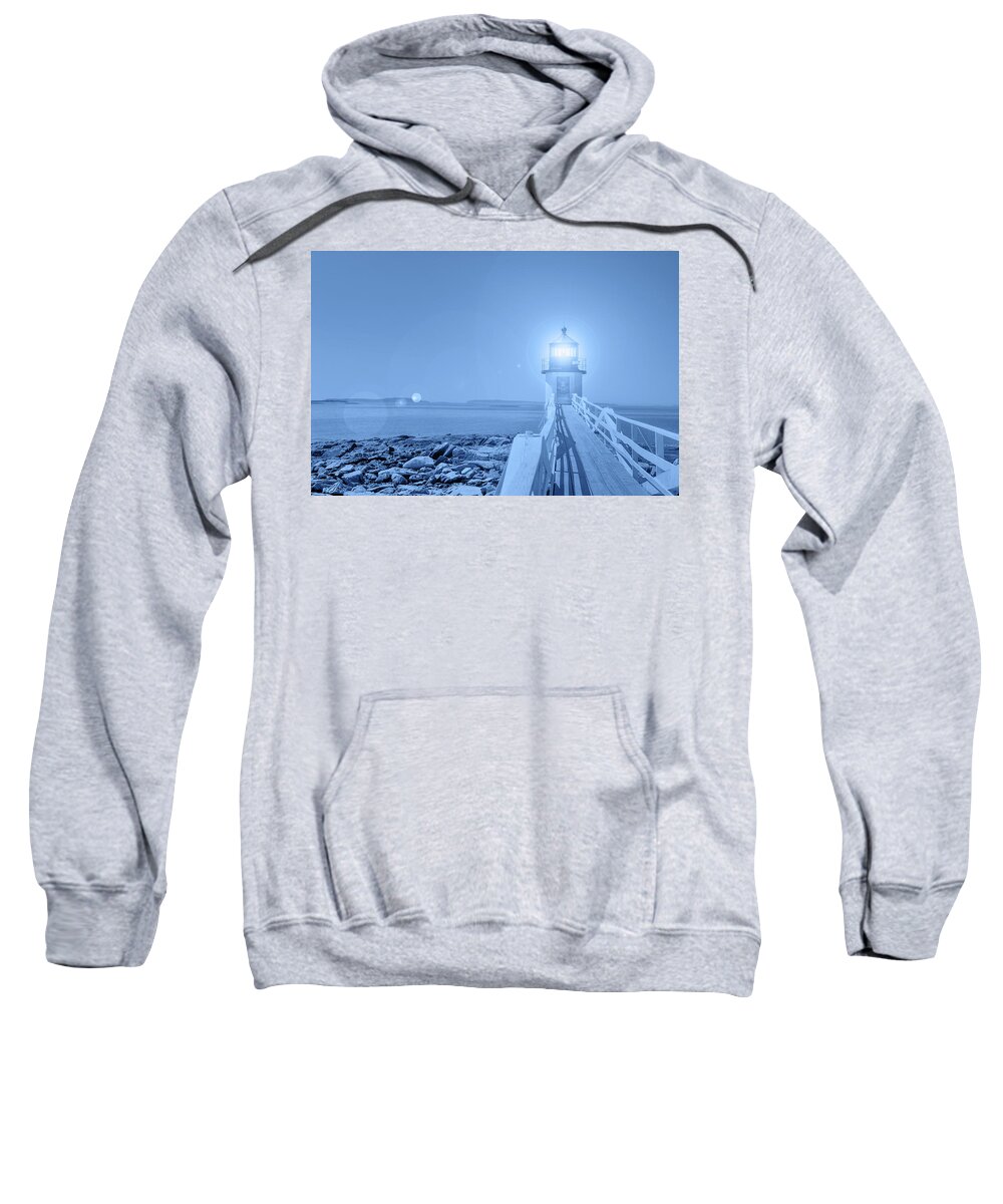 Classic Sweatshirt featuring the photograph Stylized classic blue hour Marshall Point Lighthouse Maine by Marianne Campolongo