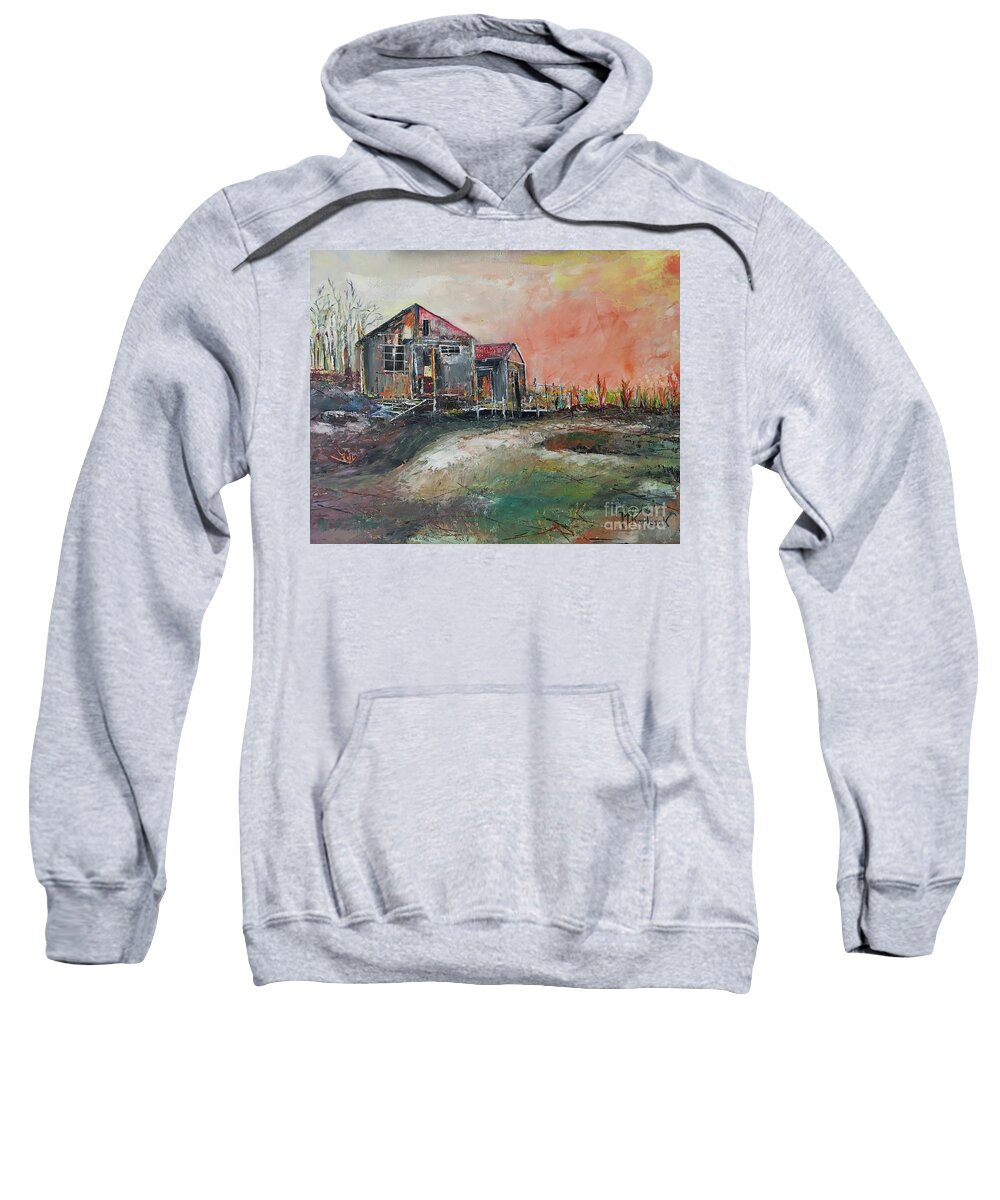 Oil Painting Sweatshirt featuring the painting Summer fields by Maria Karlosak
