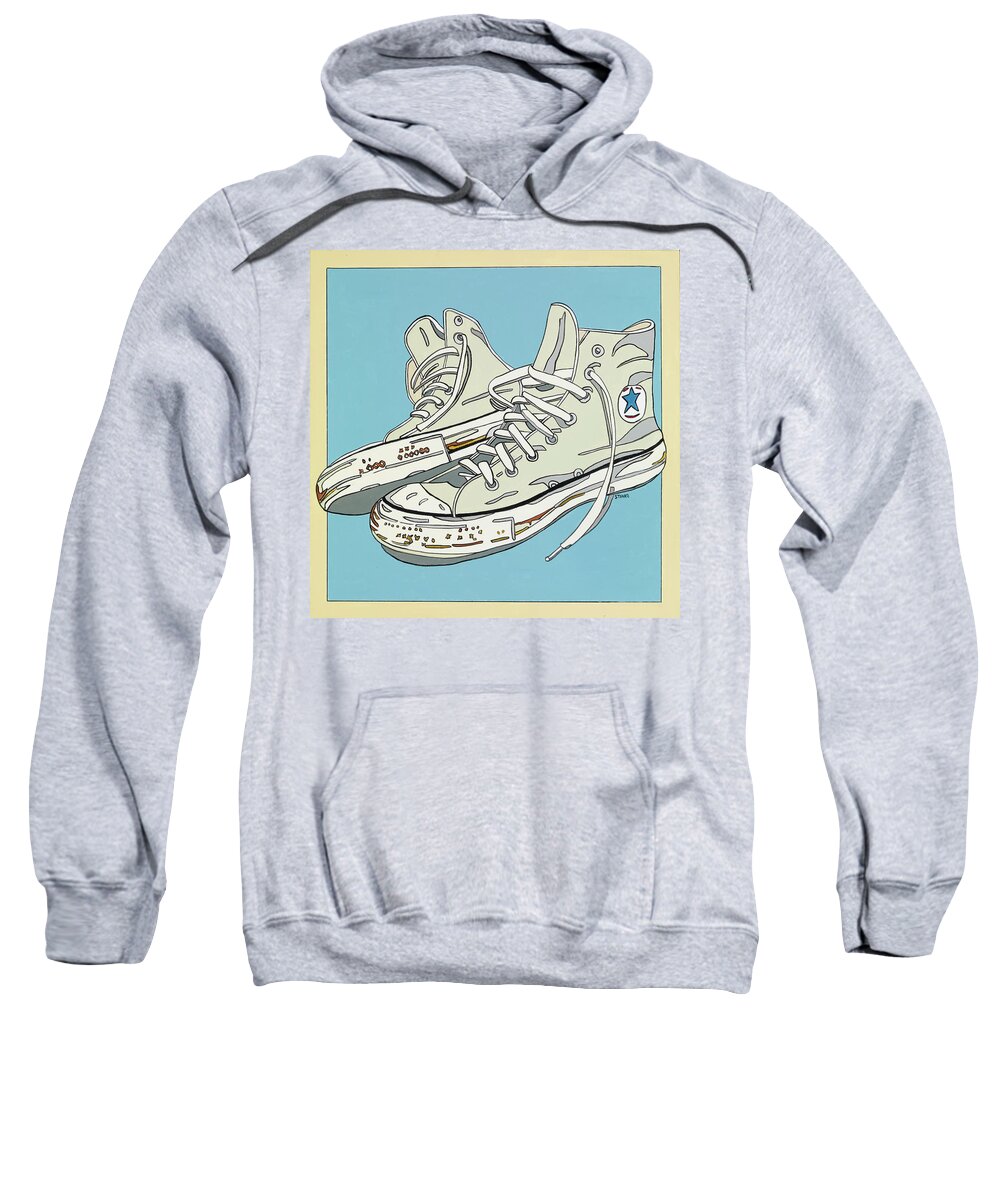 Sneakers High Tops Sweatshirt featuring the painting Summer Sneakers by Mike Stanko