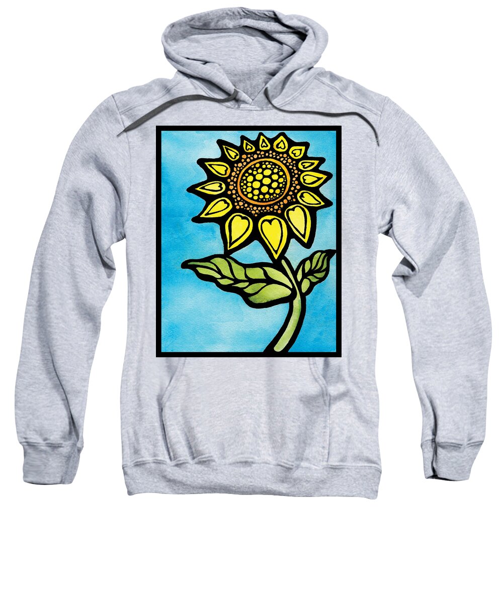 Sunflower Sweatshirt featuring the mixed media Sunflower #1 - Heart Petals by Ginny Gaura