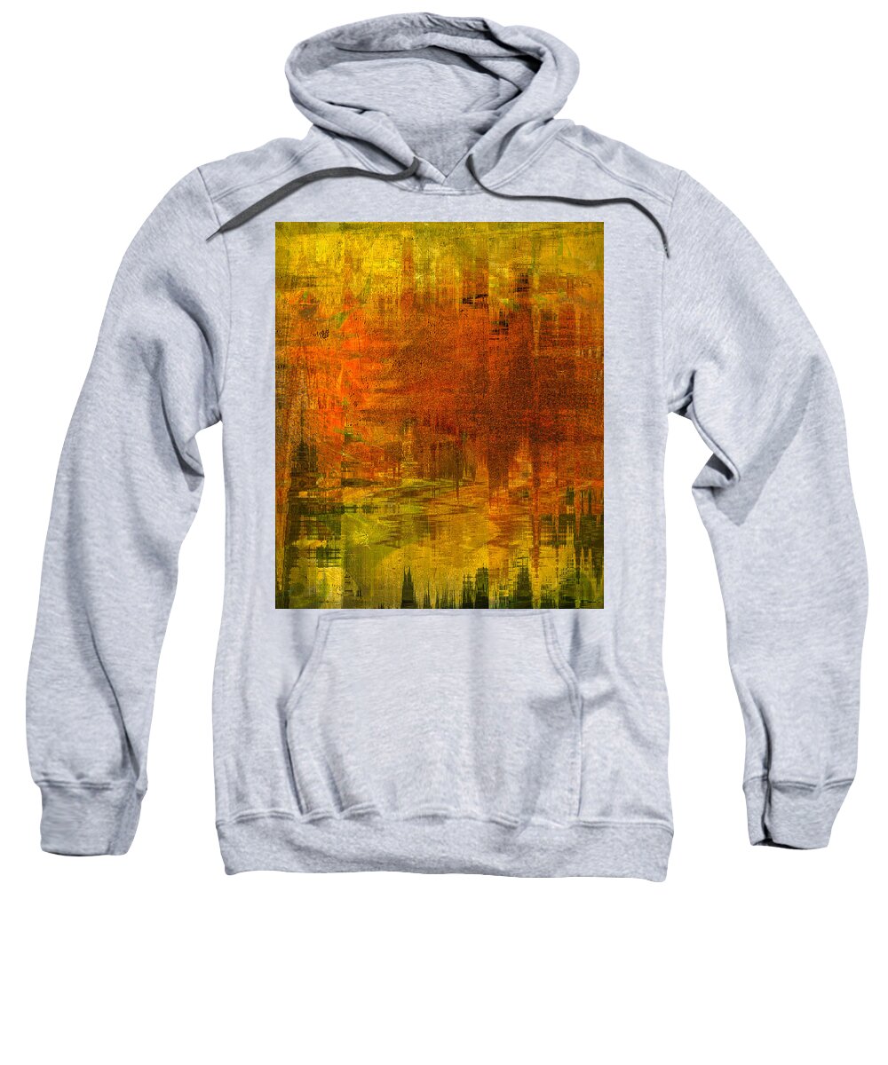 Gold Sweatshirt featuring the digital art Abstract Sunflowers in Summer by Cordia Murphy