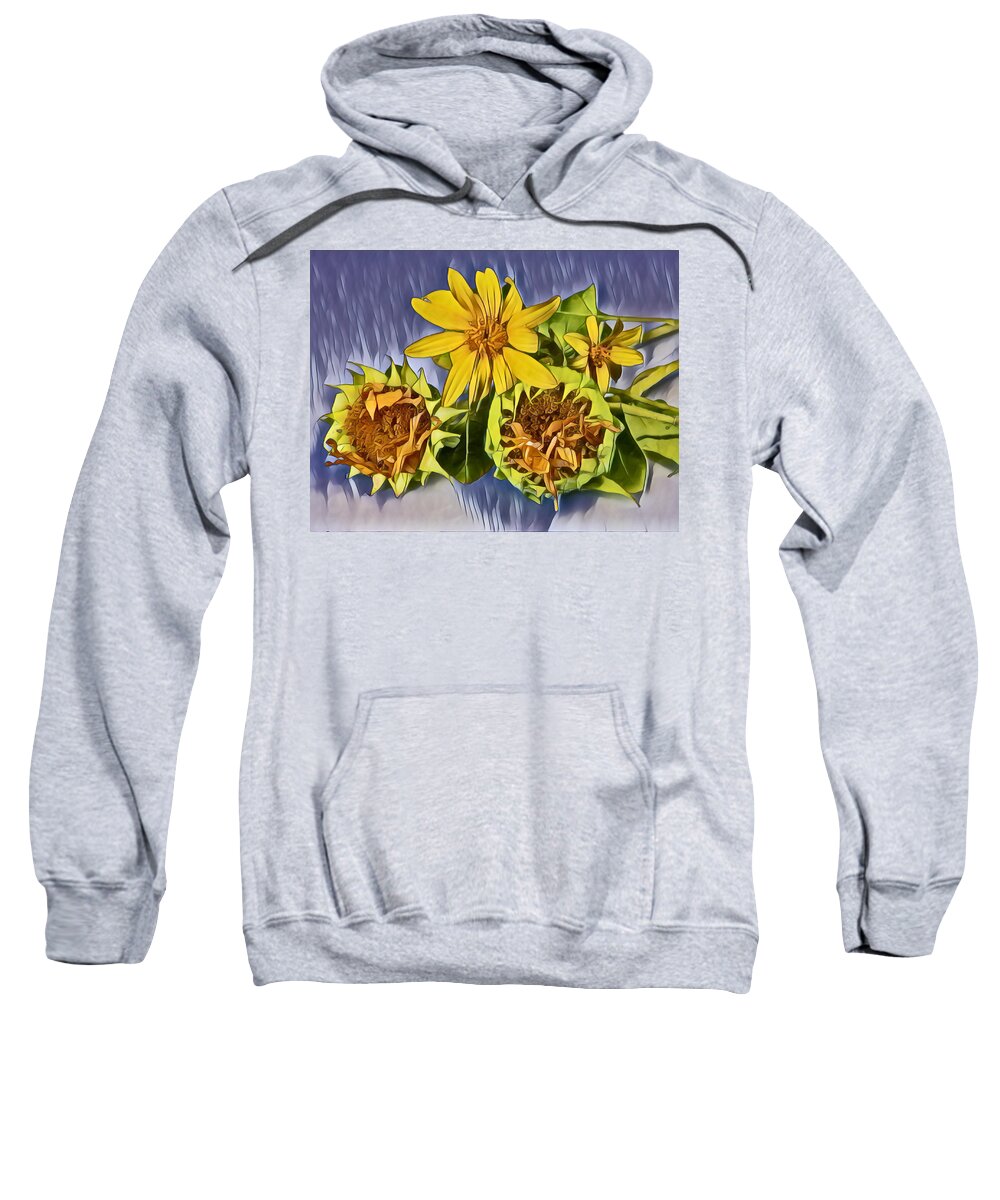 Sunflower Sweatshirt featuring the digital art Sunflowers in Abstract by Cordia Murphy