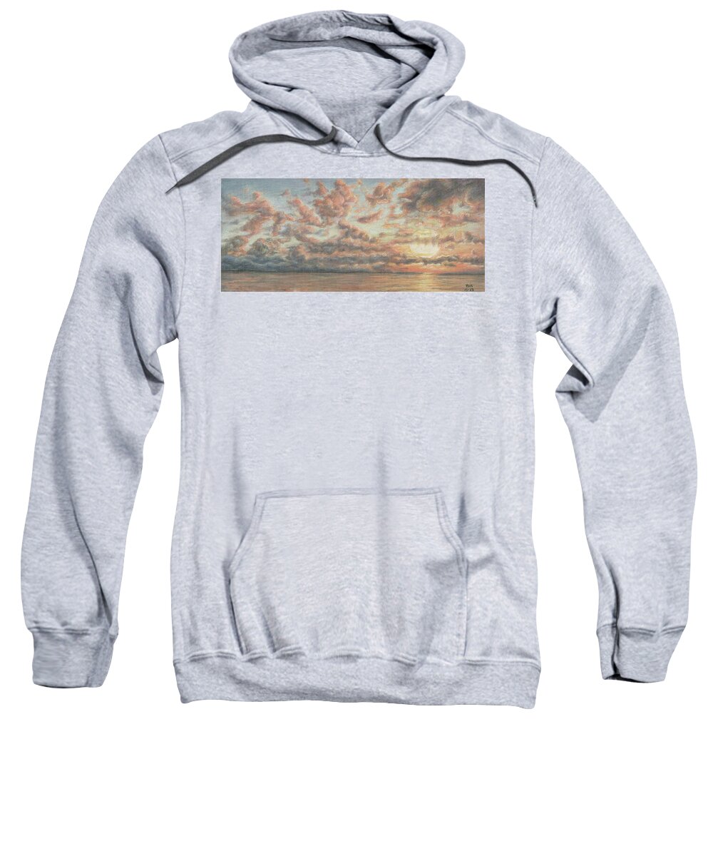 Sunrise Sweatshirt featuring the drawing Sunrise at Sea by Pris Hardy