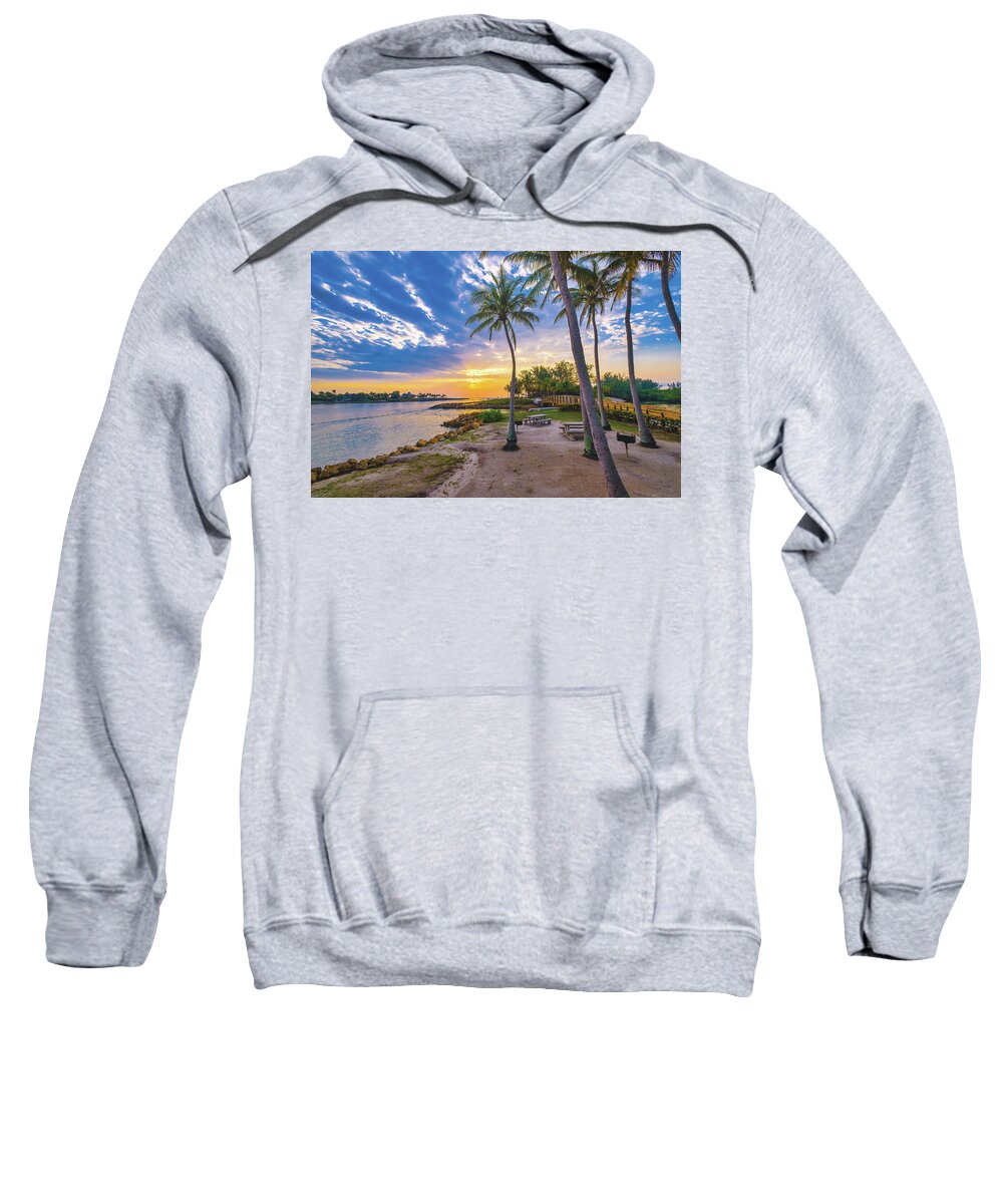 Colorful Sky Sweatshirt featuring the photograph Sunrise Over Jupiter Inlet A New Day A Fresh Start Jupiter Florida by Kim Seng