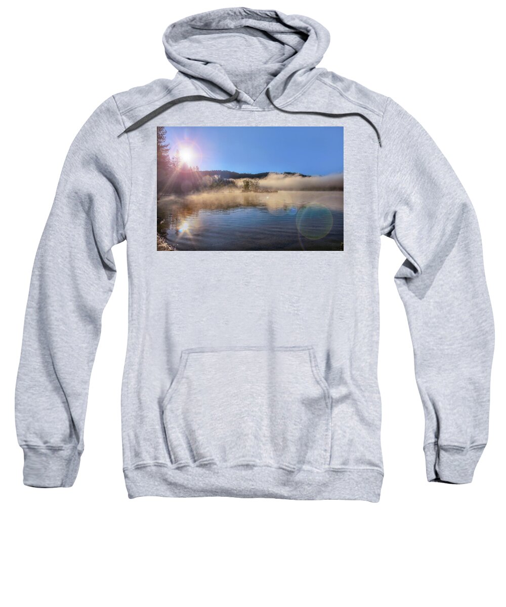 Lake Sweatshirt featuring the photograph Sunrise Over Scotts Flat Lake by Sally Bauer
