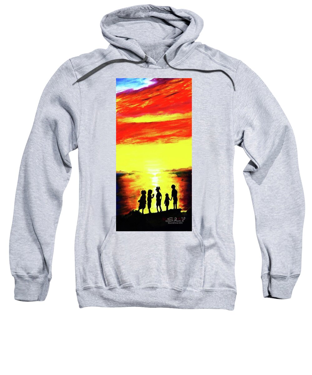 Great Salt Lake Sweatshirt featuring the painting Sunset on the Great Salt Lake by Sherril Porter