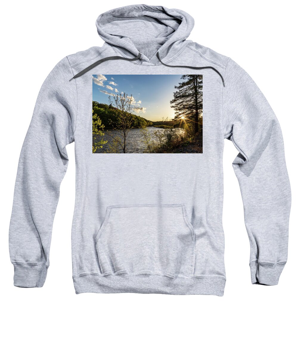 Sunset Sweatshirt featuring the photograph Sunset on the Upper Delaware Scenic and Recreational River by Amelia Pearn