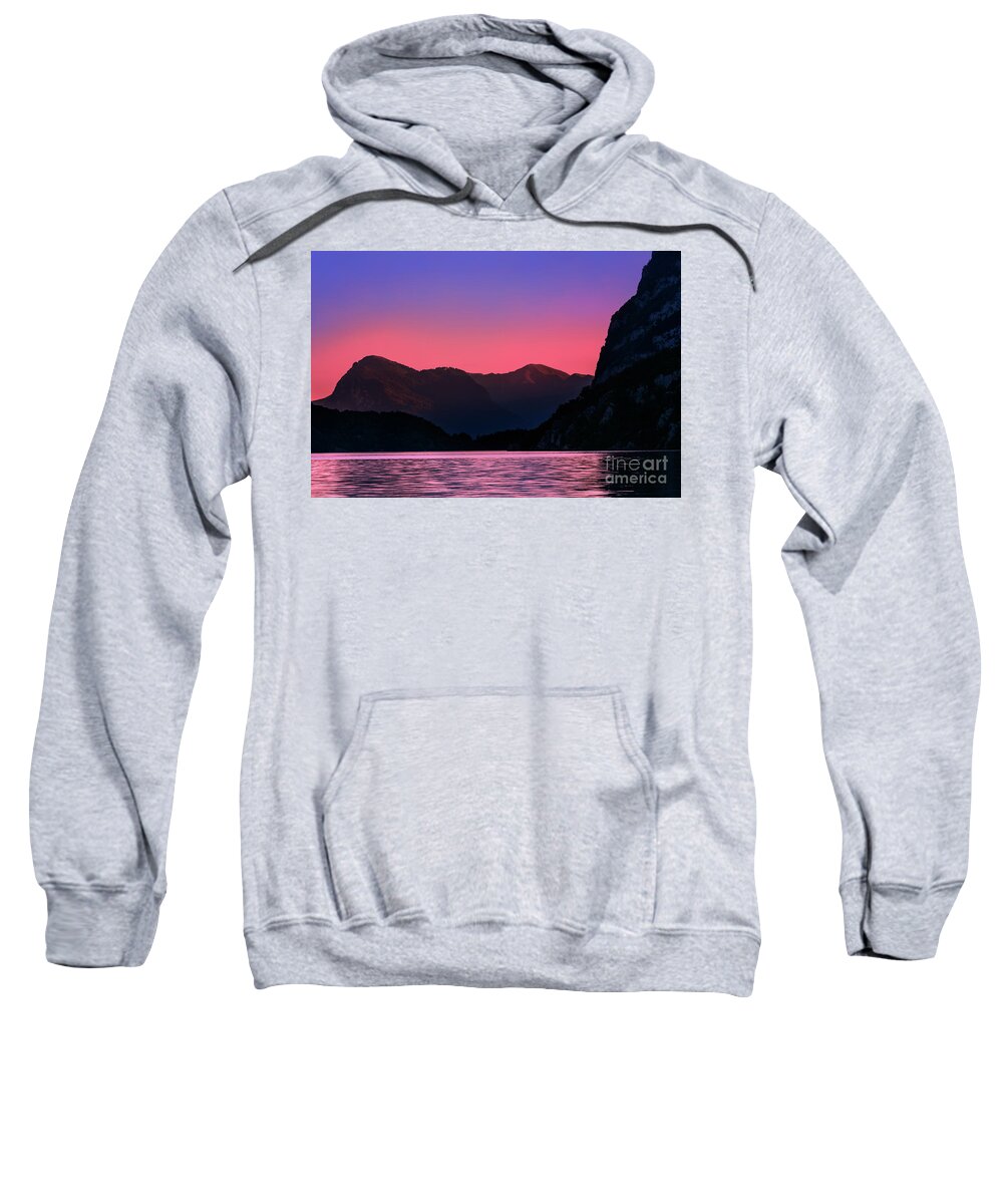 Lake Sweatshirt featuring the photograph Sunset over the lake by The P