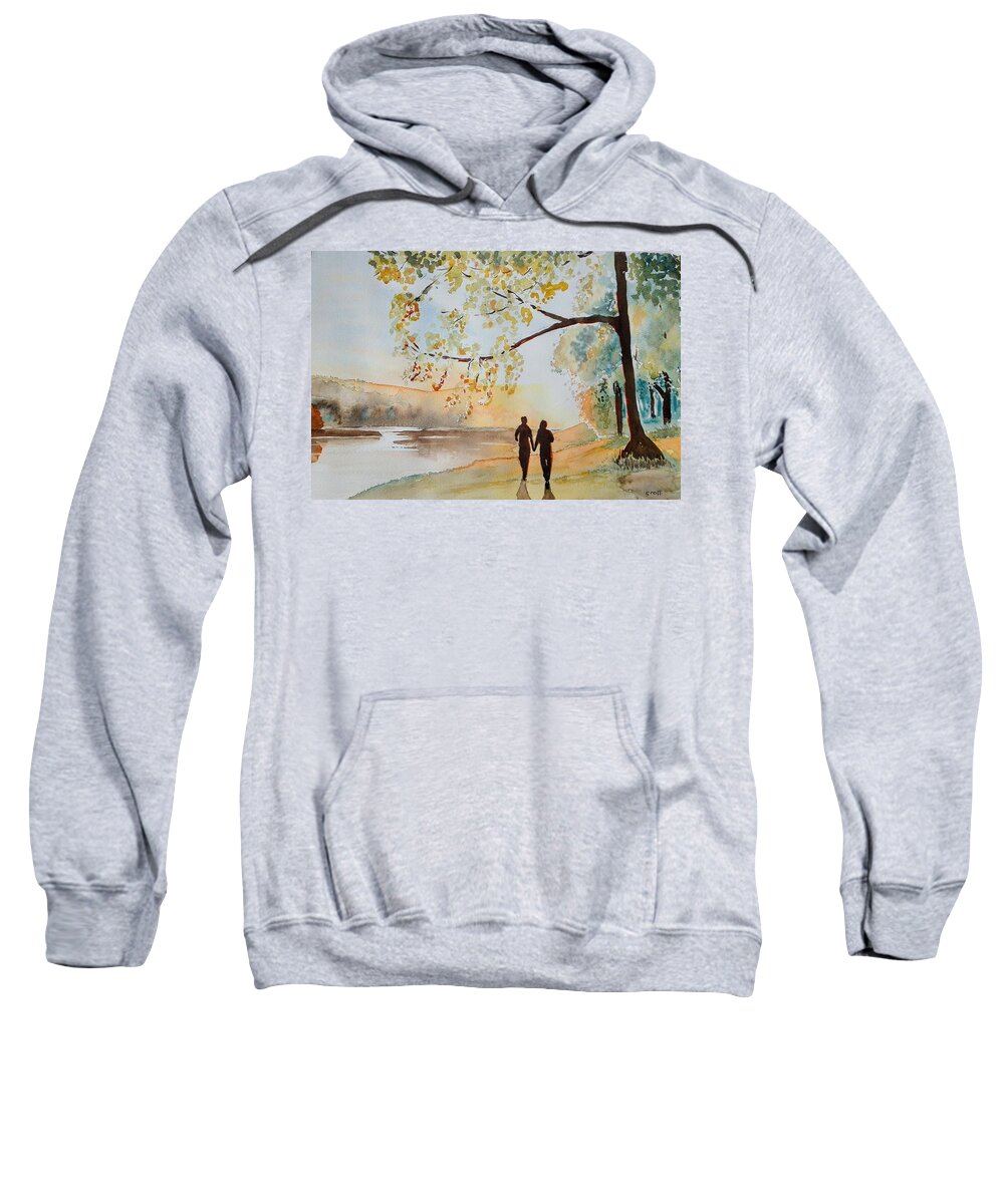 Landscape Sweatshirt featuring the painting Sunset Walk by Sandie Croft