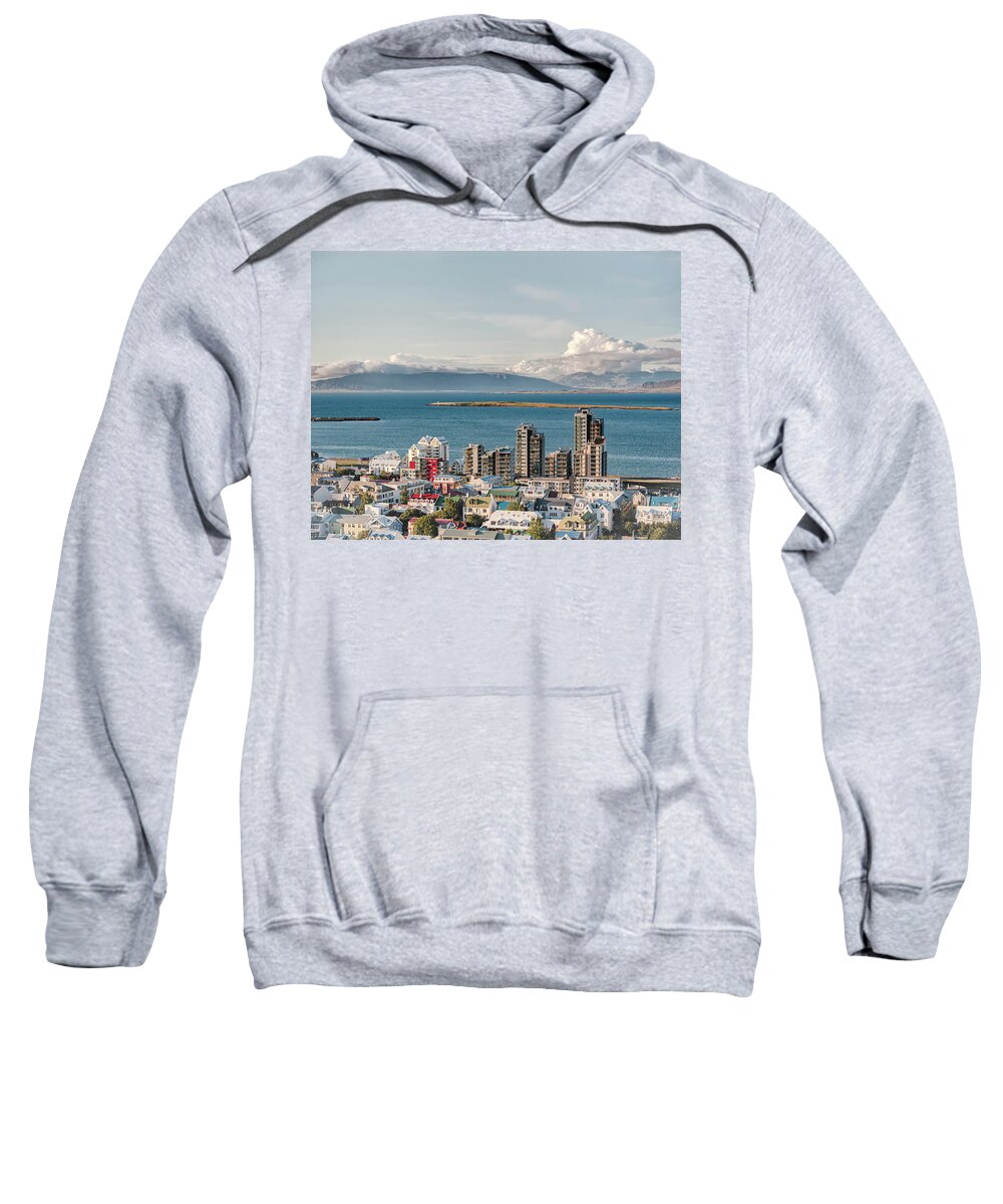 Iceland Sweatshirt featuring the photograph Sweeping Seascape Iceland Harbor by Marianne Campolongo