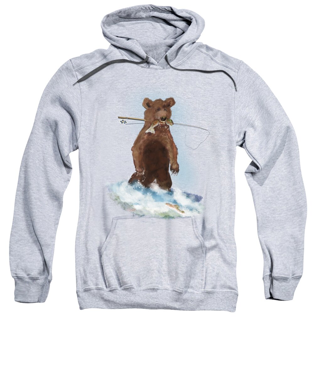 Bear Sweatshirt featuring the digital art That Bear Took my Fly Rod by Doug Gist