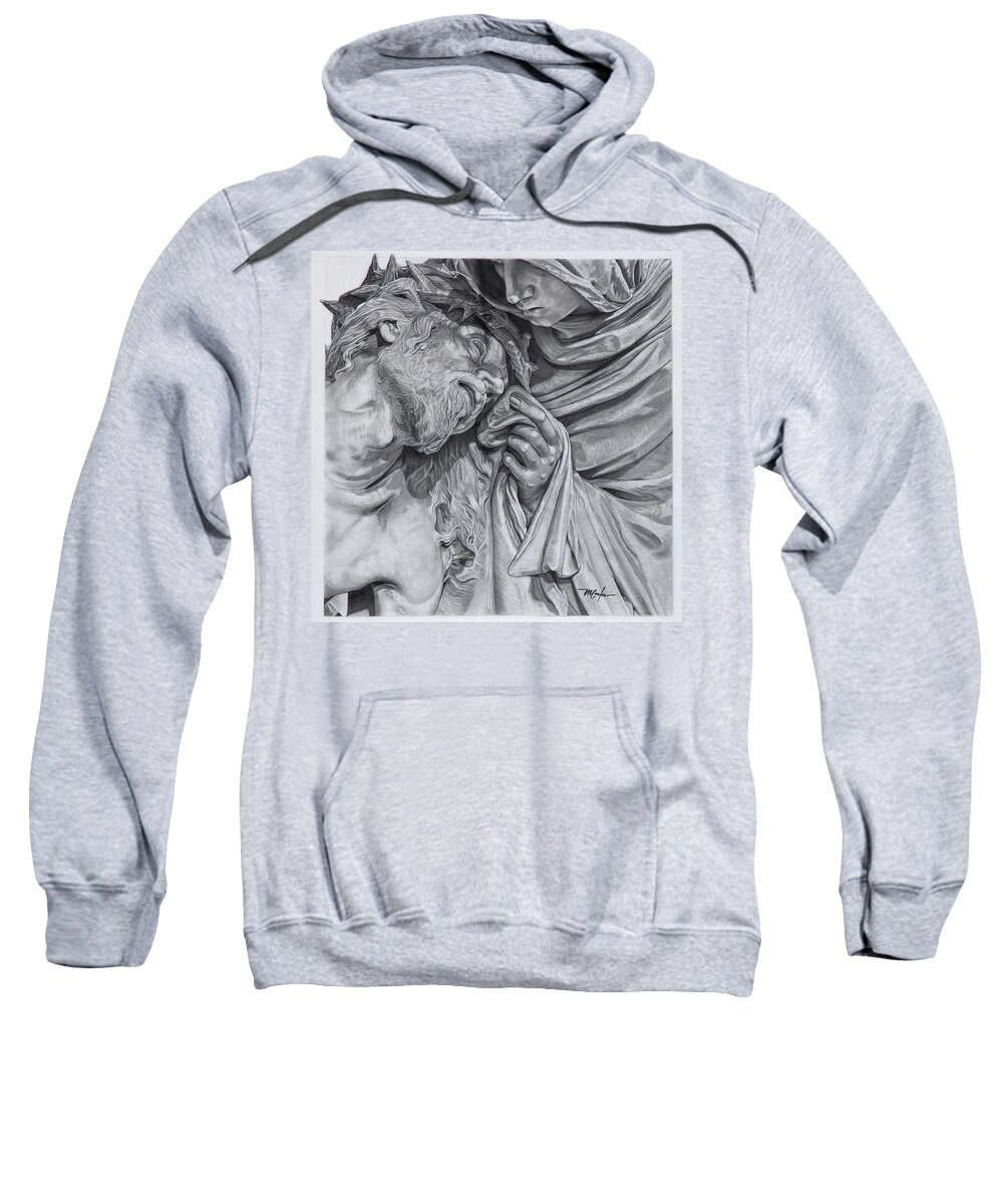 Jesus Sweatshirt featuring the drawing The 4th Station Of The Cross by Dan Menta