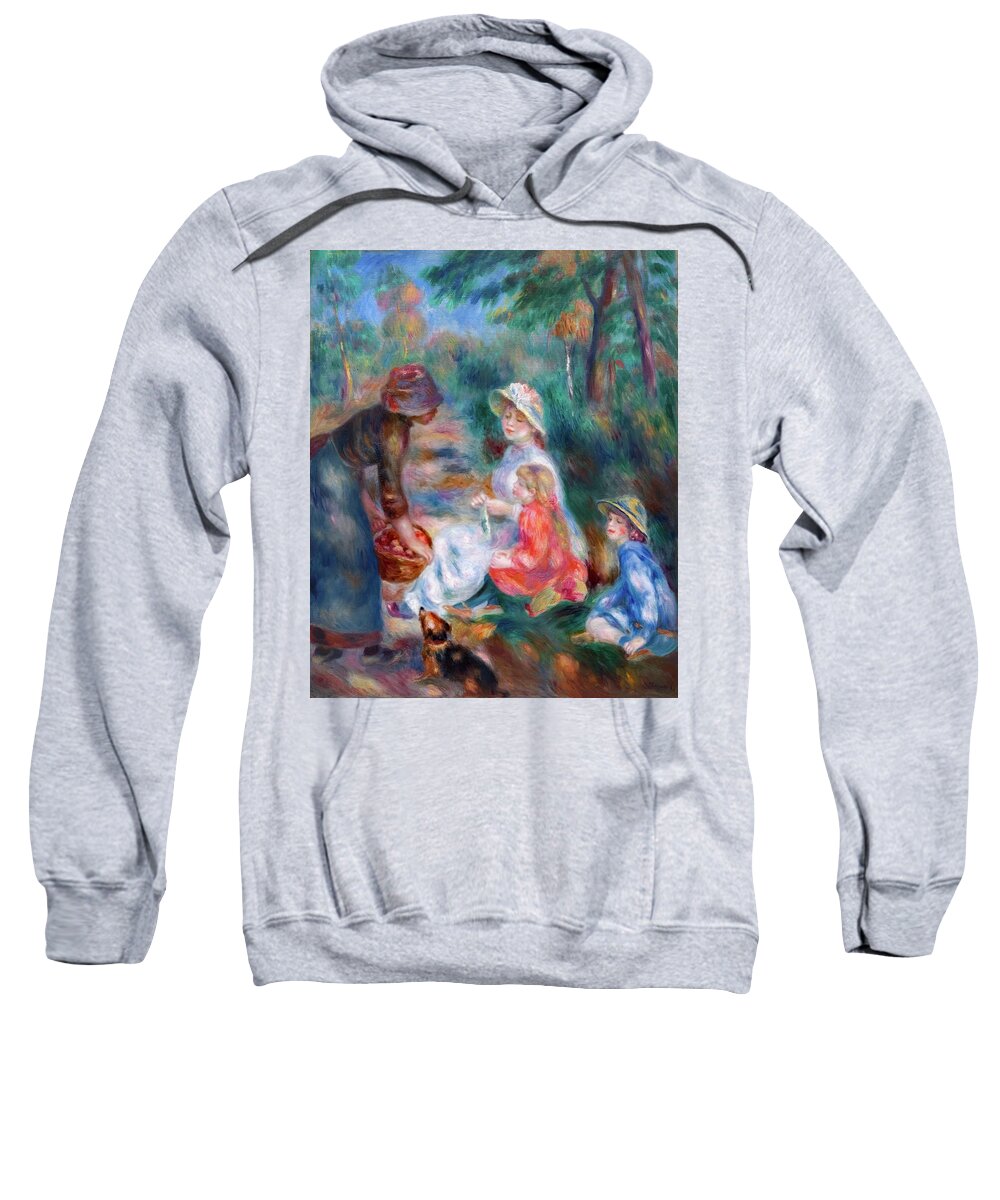 The Apple Seller Sweatshirt featuring the photograph The Apple Seller by Pierre Auguste Renoir by Carlos Diaz