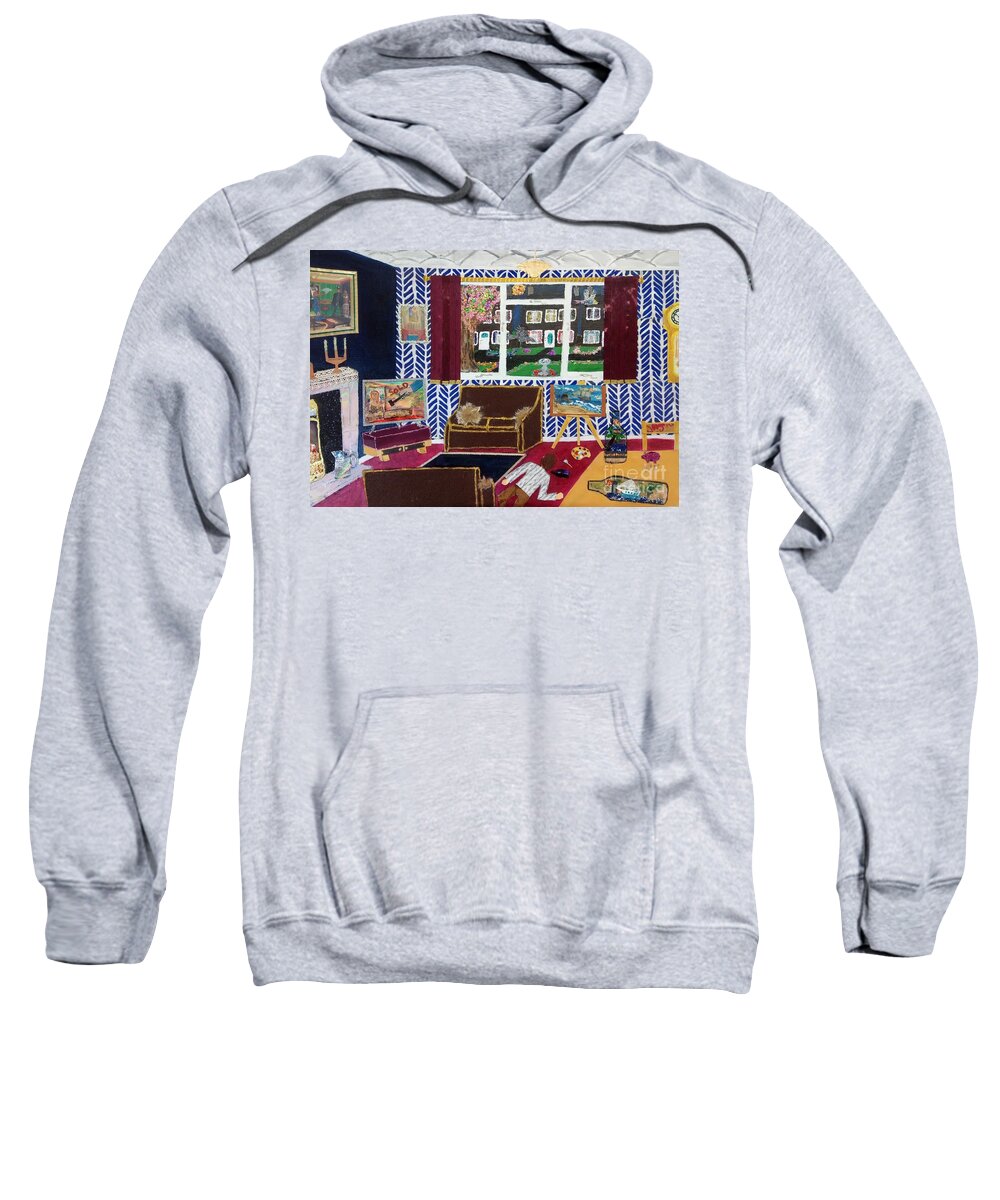 Artist Sweatshirt featuring the mixed media The Artist and the Alcohol by David Westwood