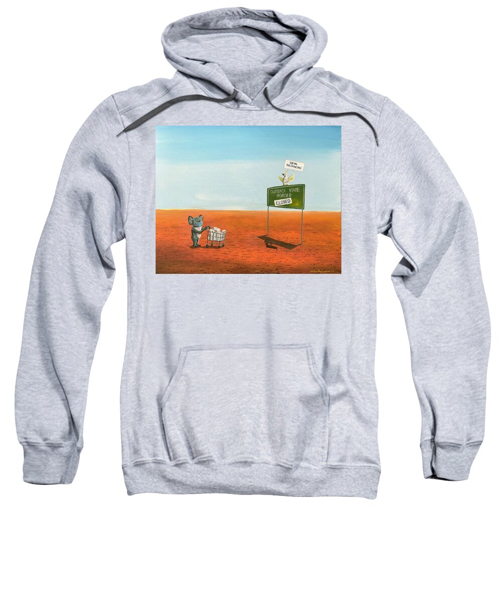 Aussie Covid Sweatshirt featuring the painting The Aussie COVID by Winton Bochanowicz