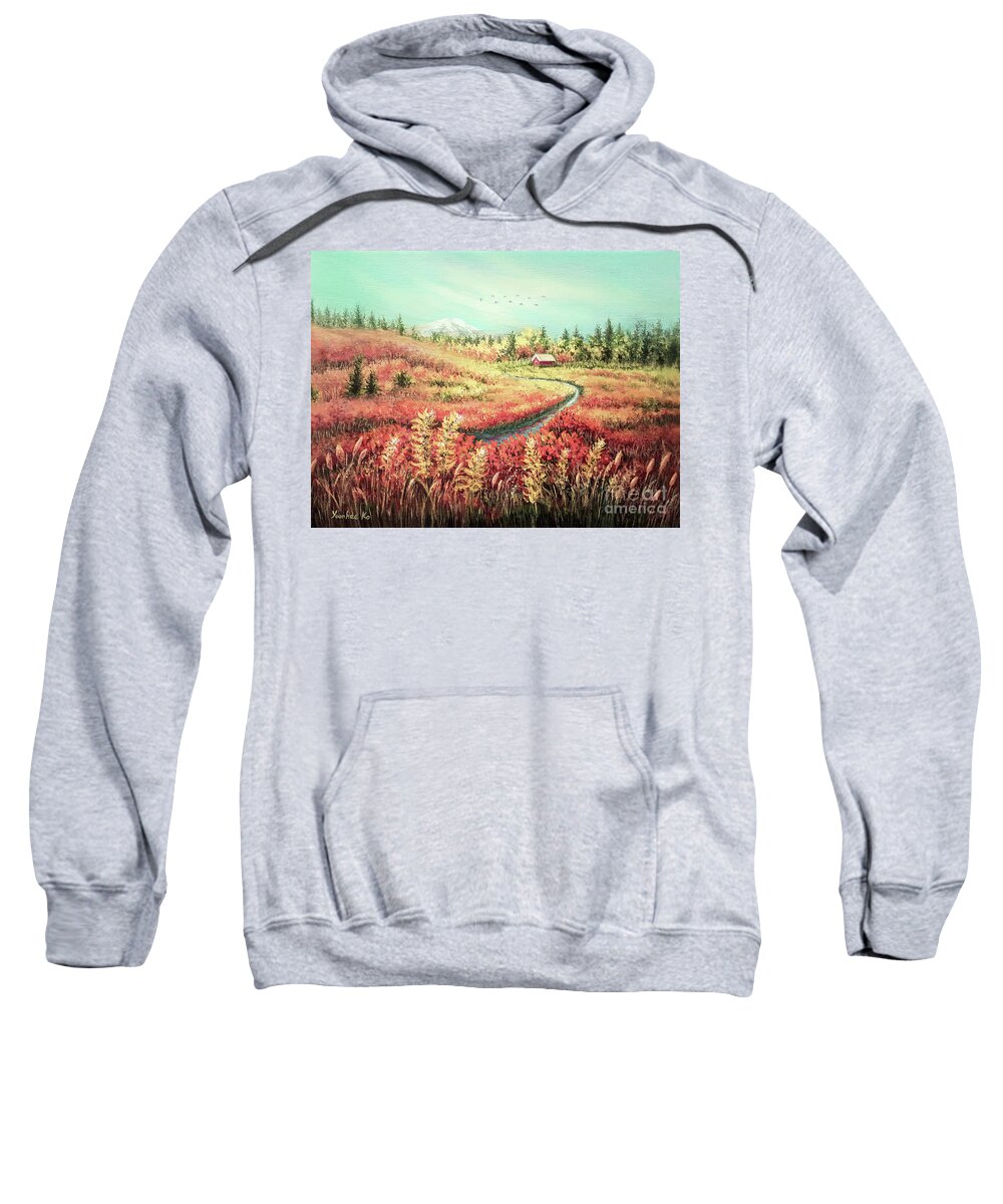 Autumn Landscape Sweatshirt featuring the painting The Beauty of Autumn by Yoonhee Ko