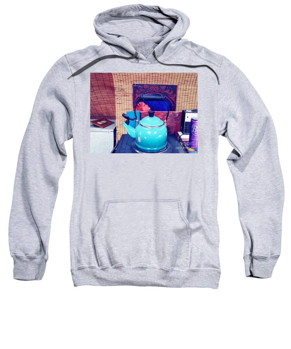 Artsy Attic Sweatshirt featuring the photograph The Blue Teapot by Rosanne Licciardi