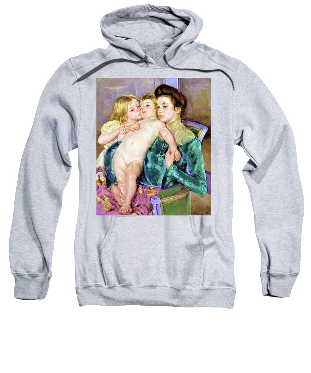 Daughter Sweatshirt featuring the painting The Caress - Digital Remastered Edition by Mary Stevenson Cassatt