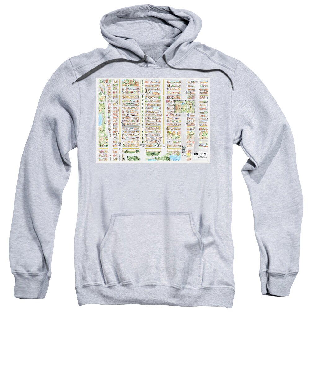 Map Of Harlem Sweatshirt featuring the painting The Harlem Map by AFineLyne