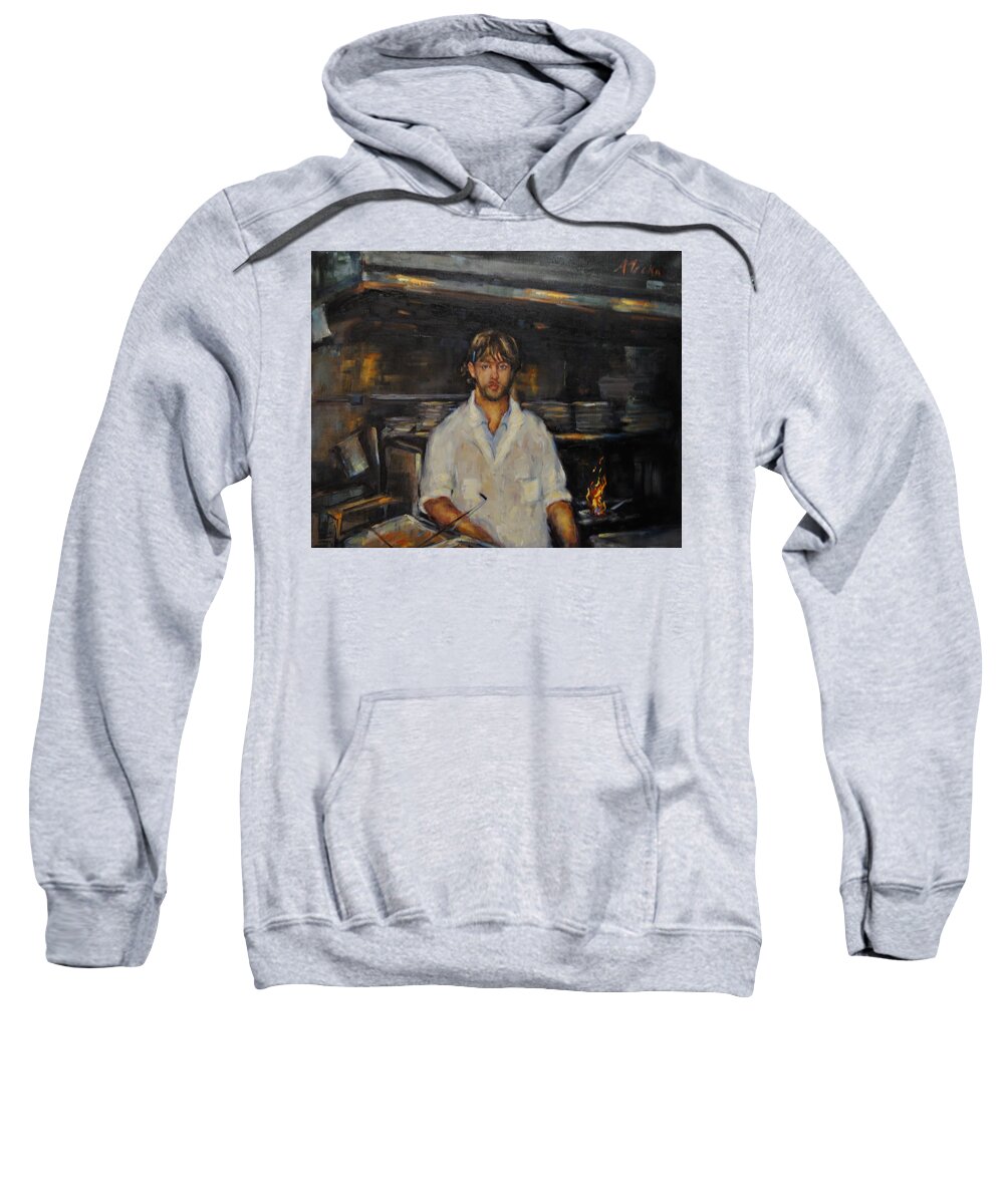 Oil Painting Sweatshirt featuring the painting The Head Chef by Ashlee Trcka