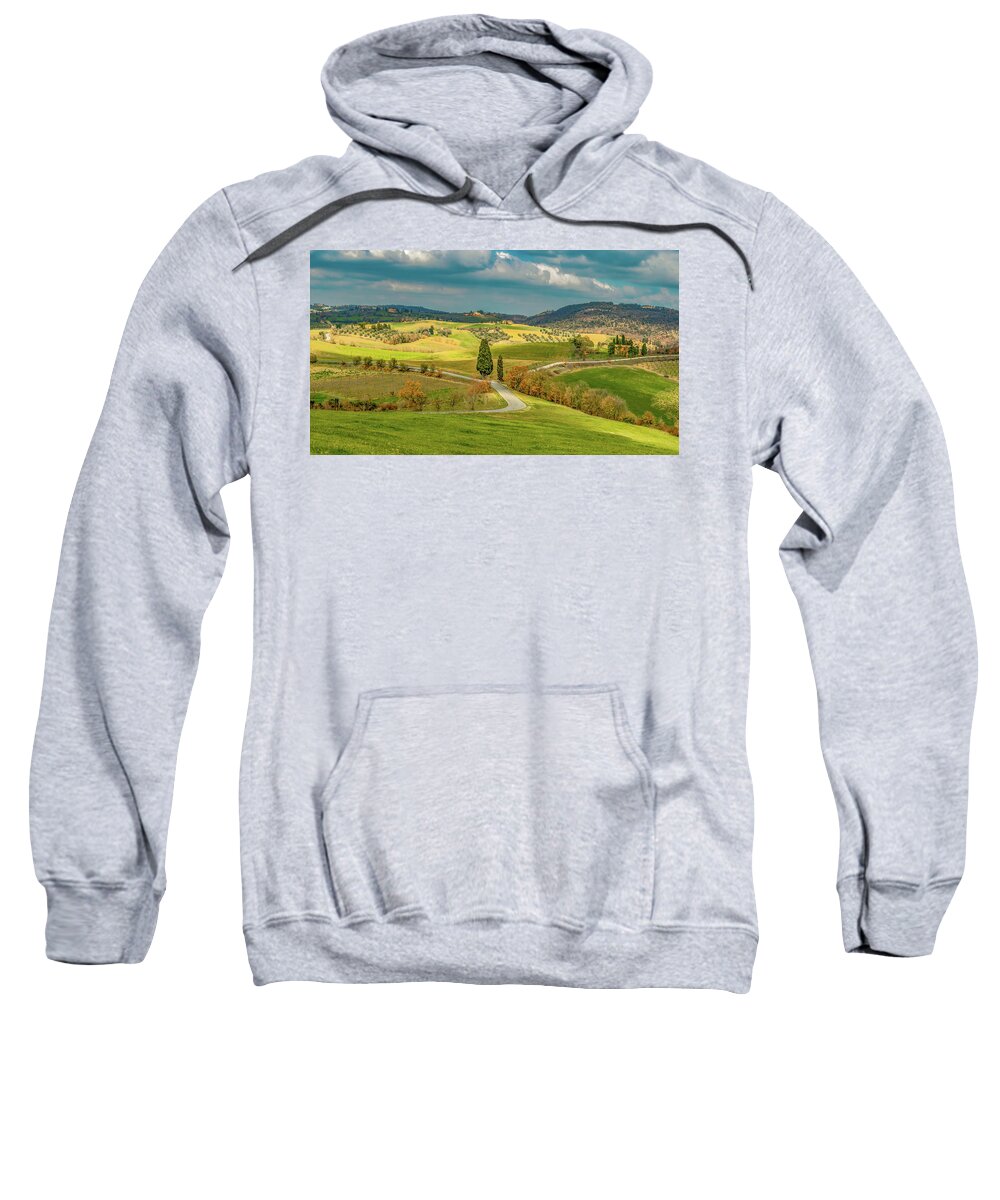 Tuscany Sweatshirt featuring the photograph The Hills Are Alive In Tuscany by Marcy Wielfaert