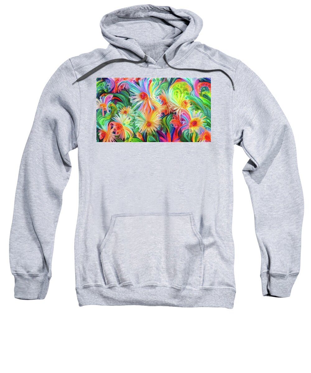 Dahlias Sweatshirt featuring the digital art The Joy of Gardening - Dahlia Flowers by Peggy Collins