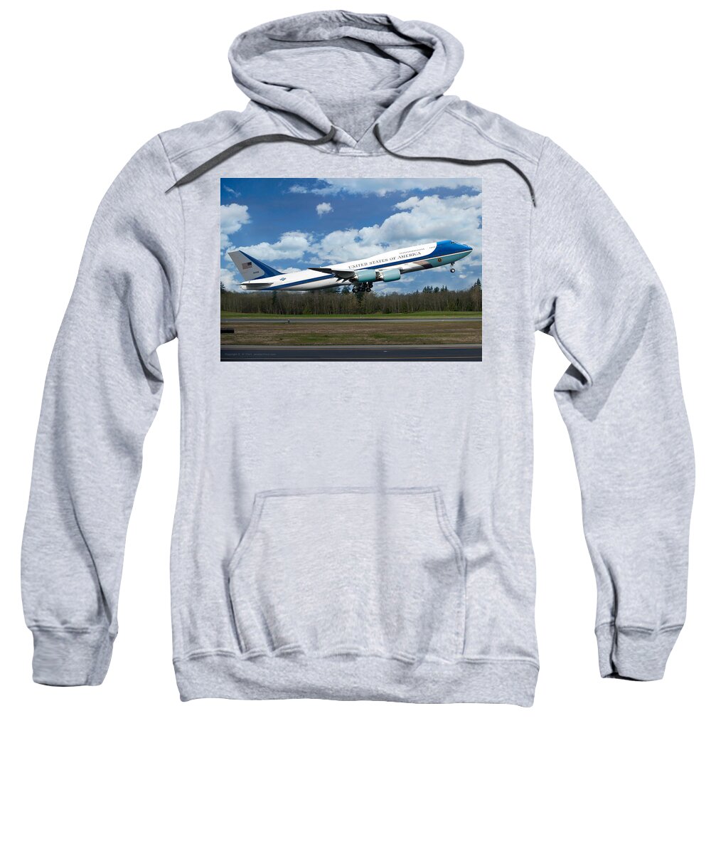 Air Force One Sweatshirt featuring the digital art The New VC-25 Air Force One by Custom Aviation Art