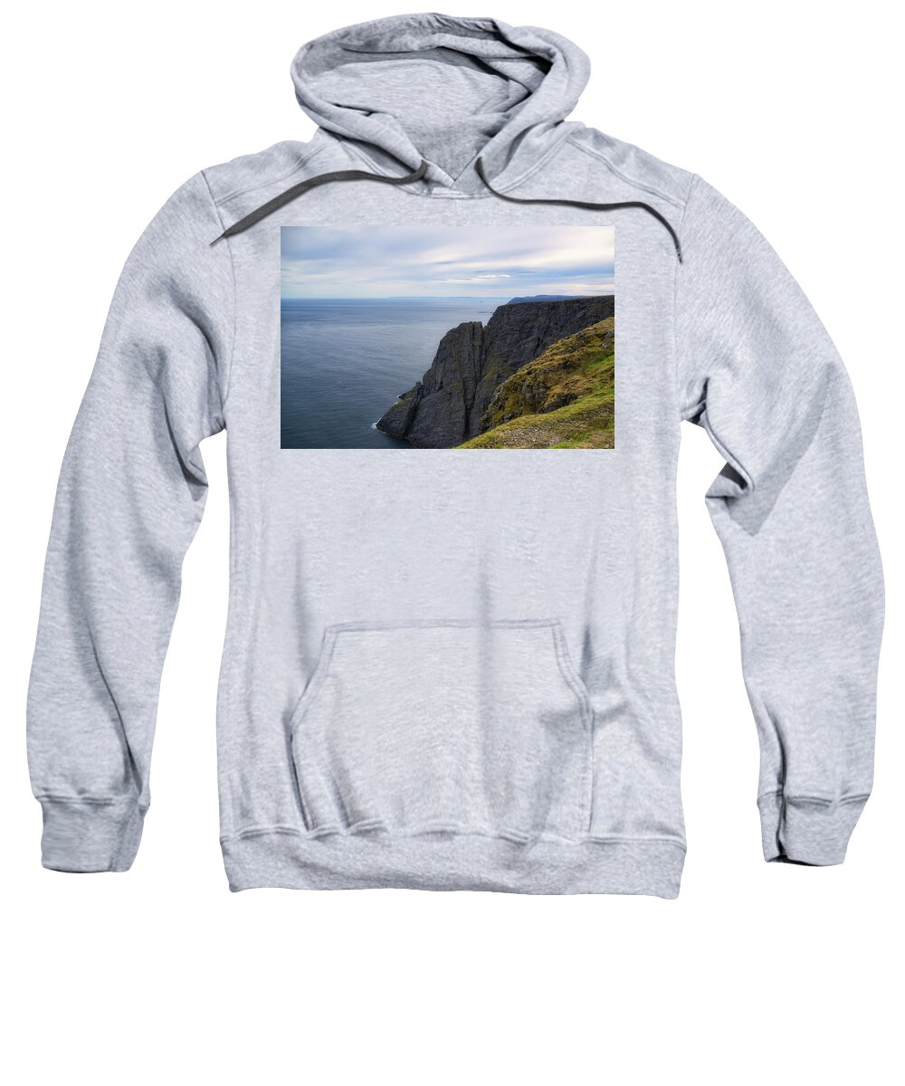 Coastal Landscape Sweatshirt featuring the photograph The North Cape's Steep Cliffs by Matthew DeGrushe