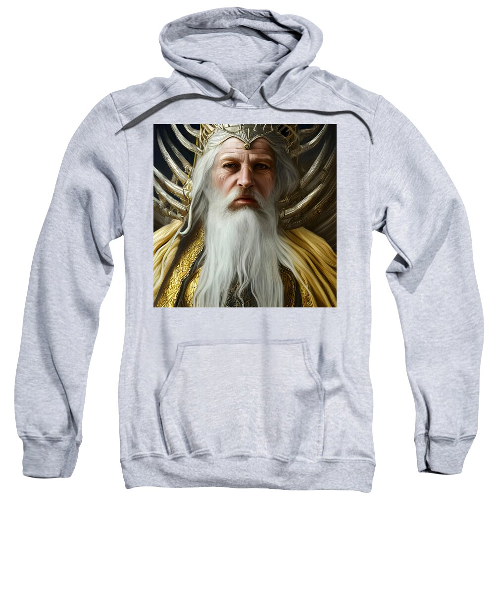 Giger-inspired Sweatshirt featuring the digital art The Old King Of Rohan 2 by Otto Rapp