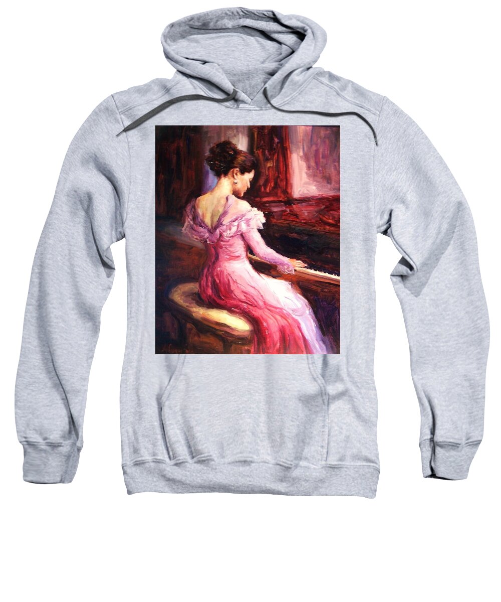Impressionism Sweatshirt featuring the painting The Pianist by Ashlee Trcka