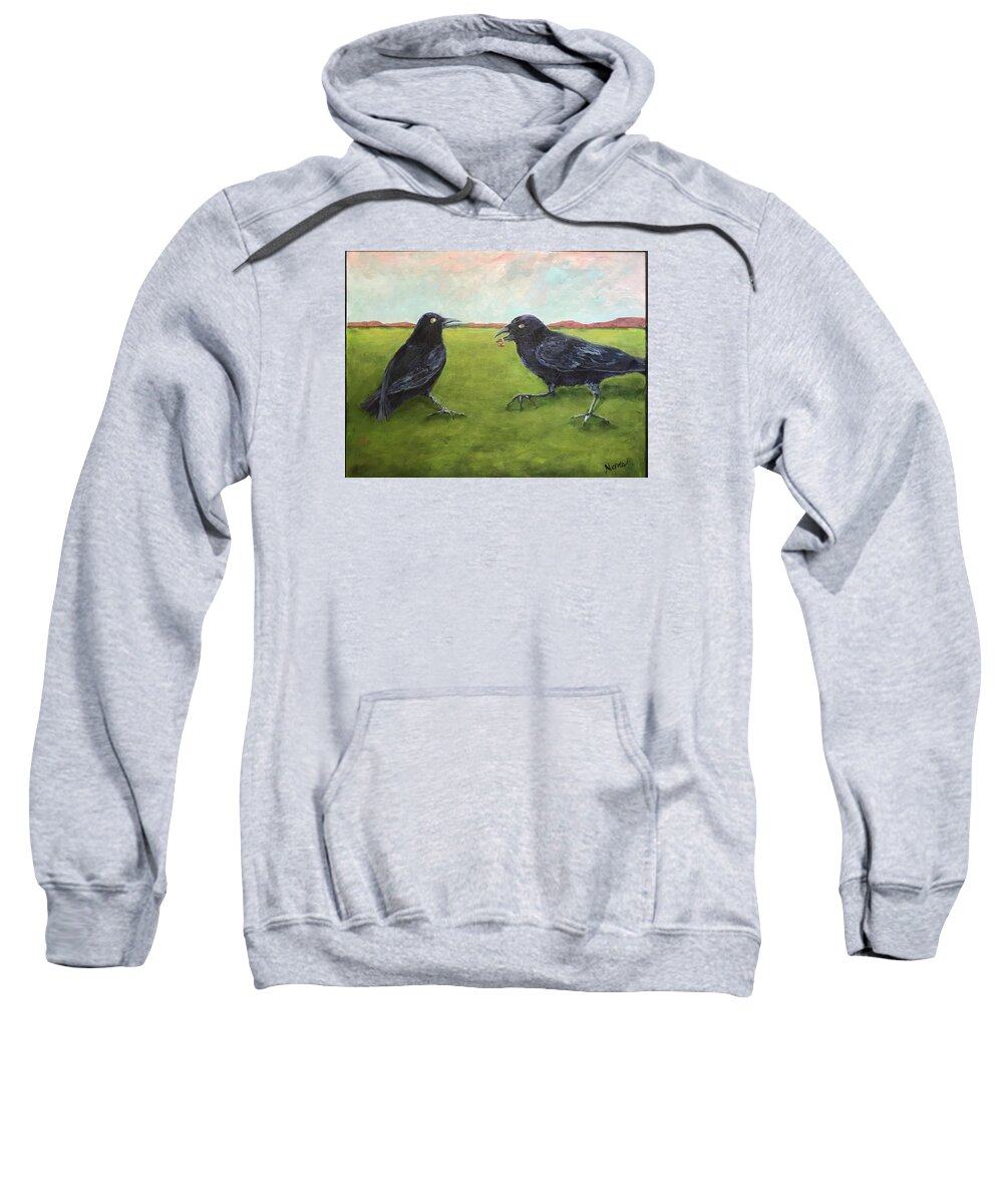Crow Painting Sweatshirt featuring the painting The Proposal by Deborah Naves