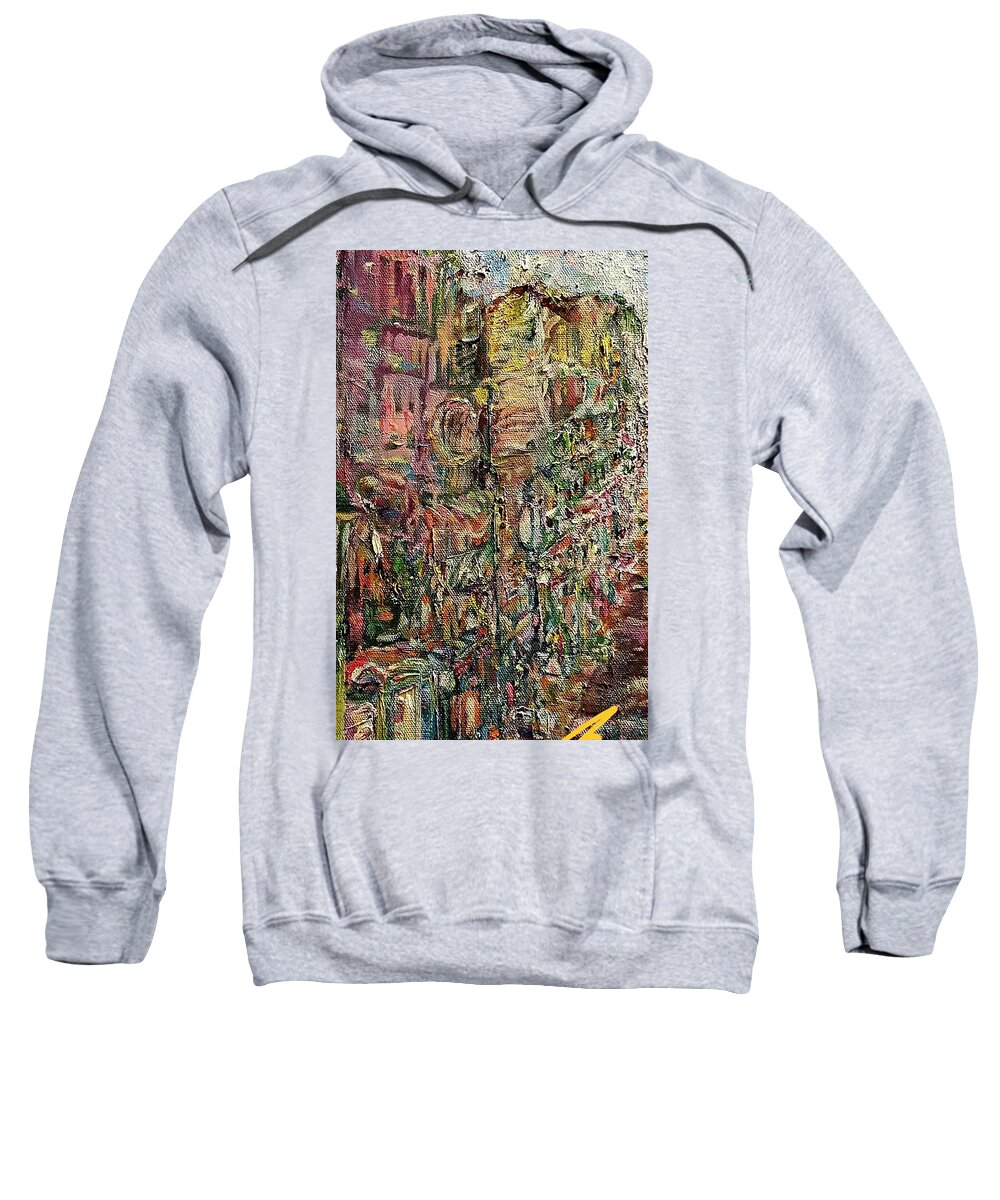 French Quarter Sweatshirt featuring the painting The Quarter by Julie TuckerDemps