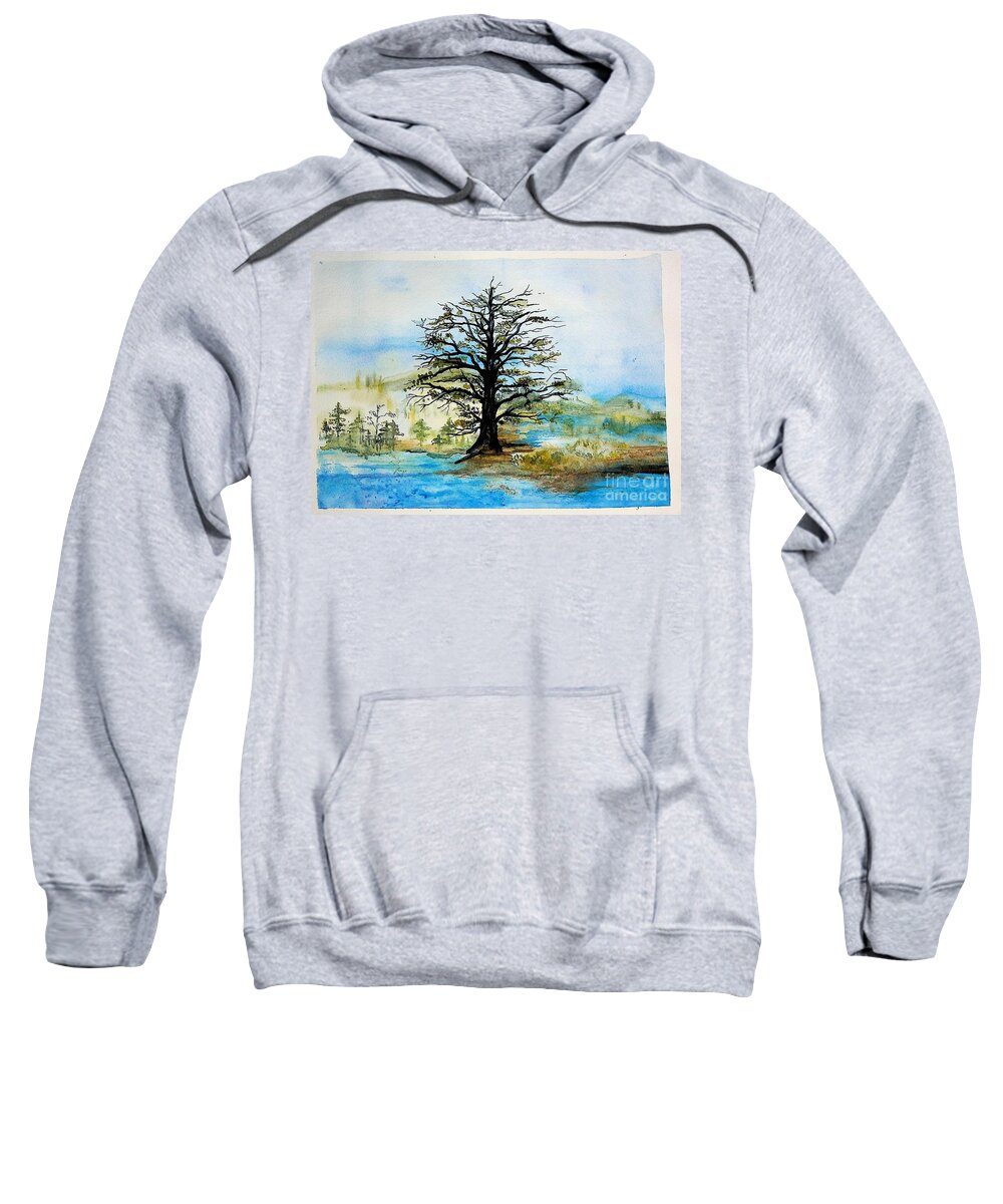 Tree Sweatshirt featuring the painting The Tree of Life by Valerie Shaffer