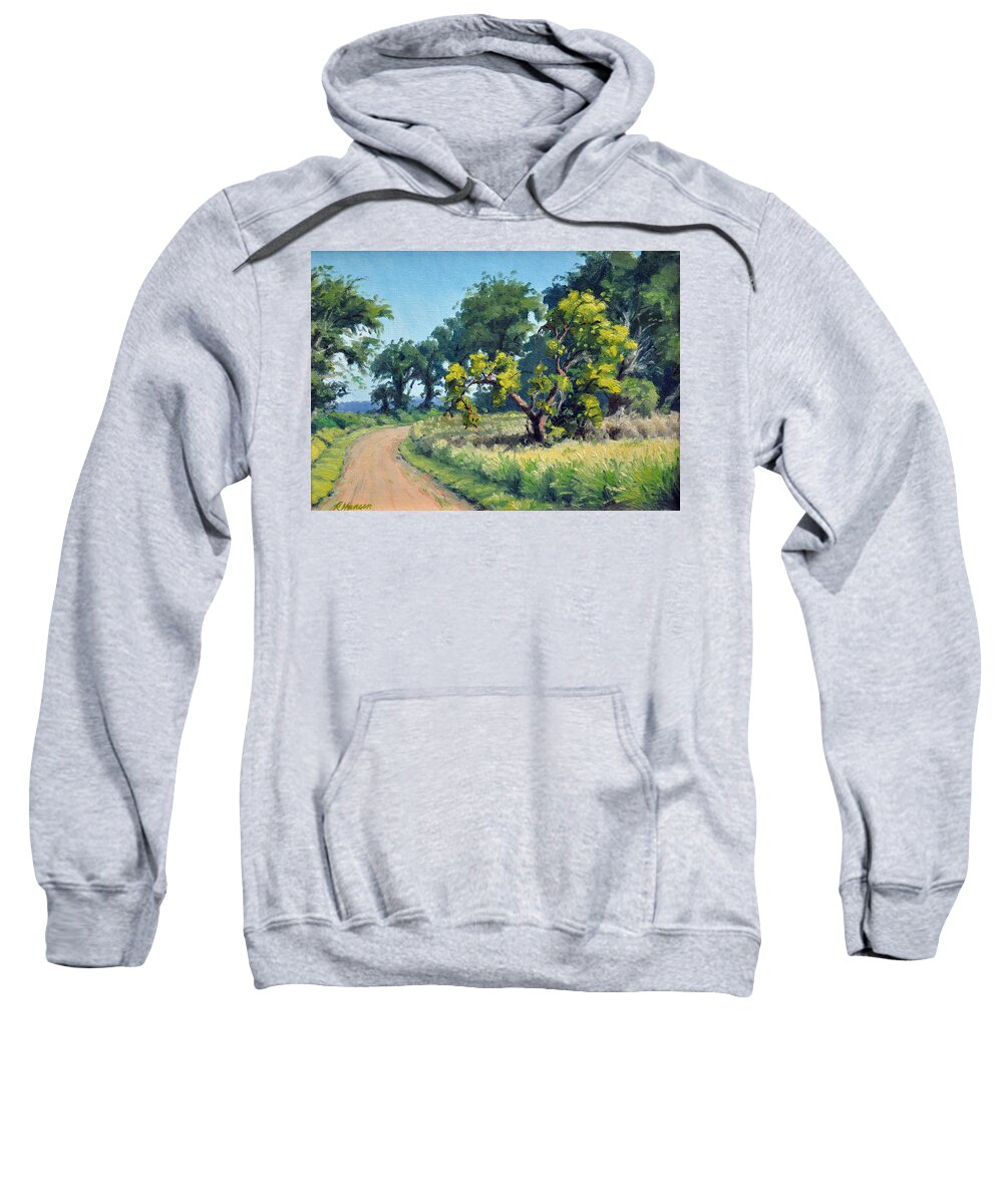 Landscape Sweatshirt featuring the painting The Twisted Oak Road by Rick Hansen