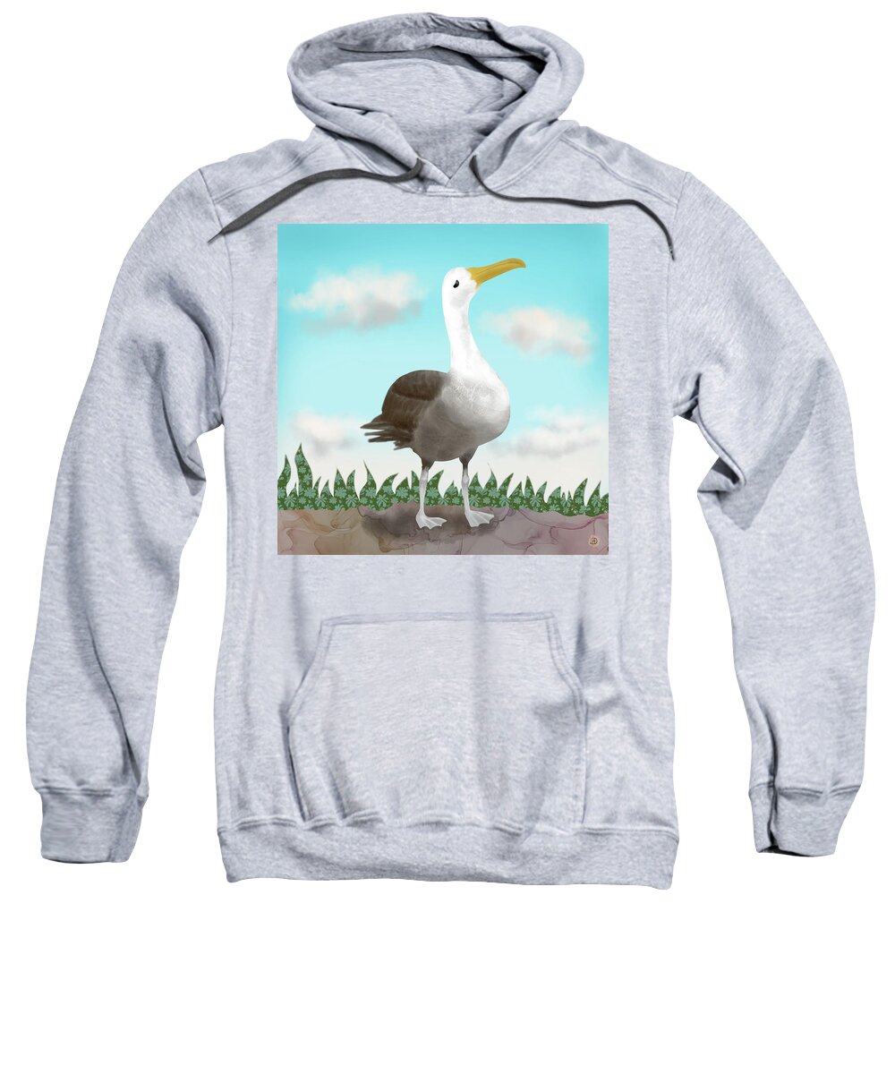 Albatros Bird Sweatshirt featuring the digital art The Waved Albatross from Galapagos by Andreea Dumez