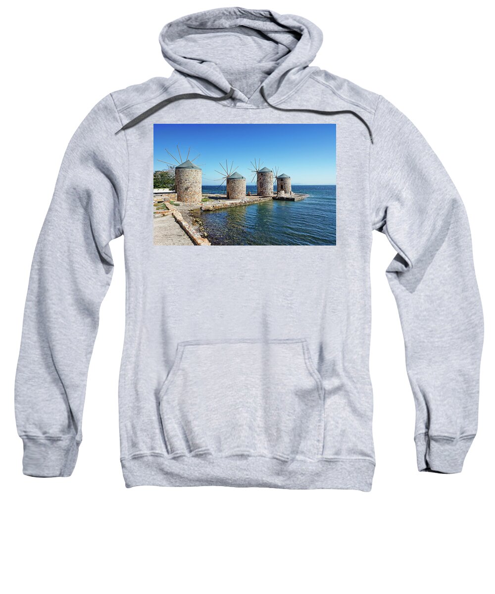 Architecture Sweatshirt featuring the photograph The windmills in Chios island, Greece by Constantinos Iliopoulos