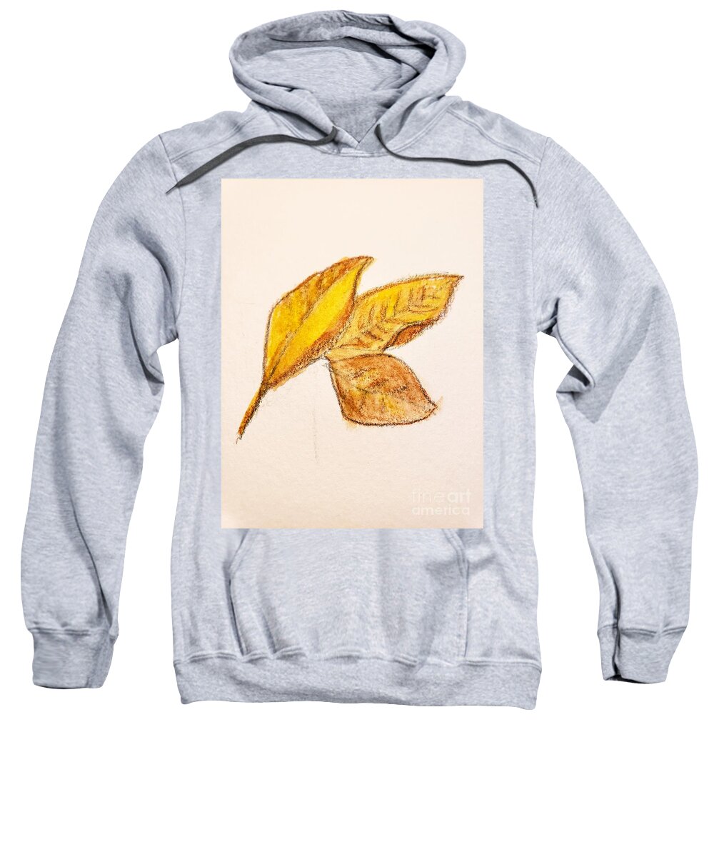  Sweatshirt featuring the painting Three Leaves by Margaret Welsh Willowsilk