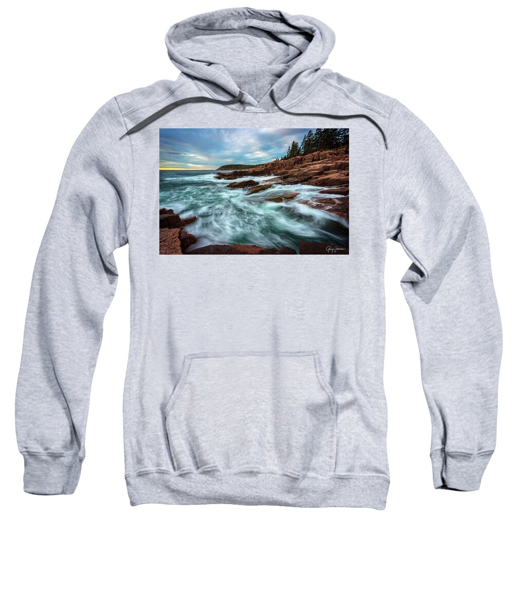 Maine Sweatshirt featuring the photograph Thunder Hole Waves by Gary Johnson