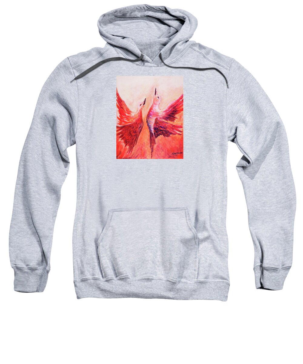 Sher Nasser Artist Painter Sweatshirt featuring the painting Towards Heaven Canadian Geese by Sher Nasser Artist