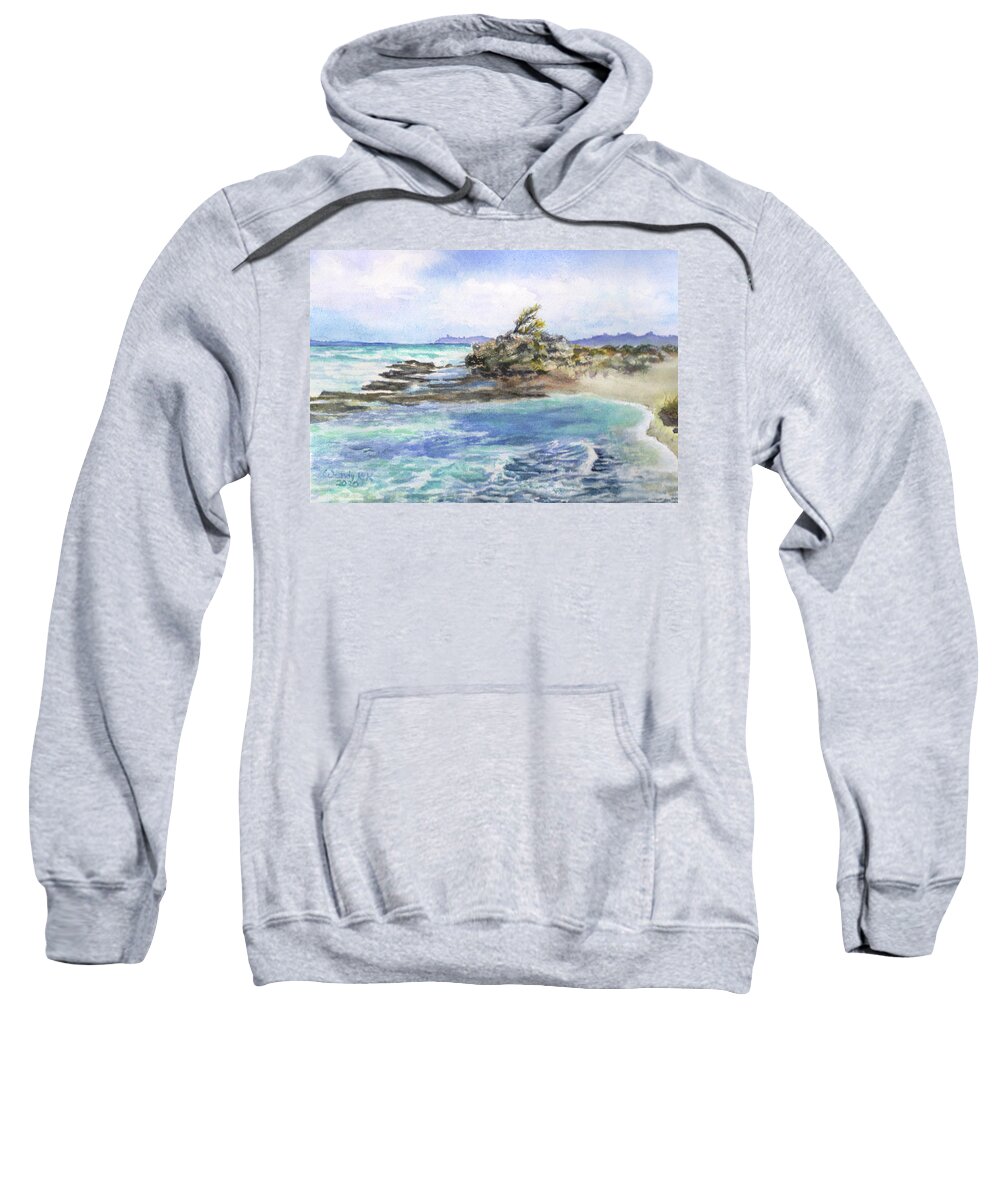 Beach Sweatshirt featuring the painting Tranquil Beach by Wendy Keeney-Kennicutt