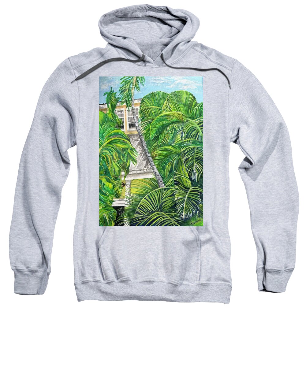 Key West Sweatshirt featuring the painting Tranquility, Key West by Kandy Cross