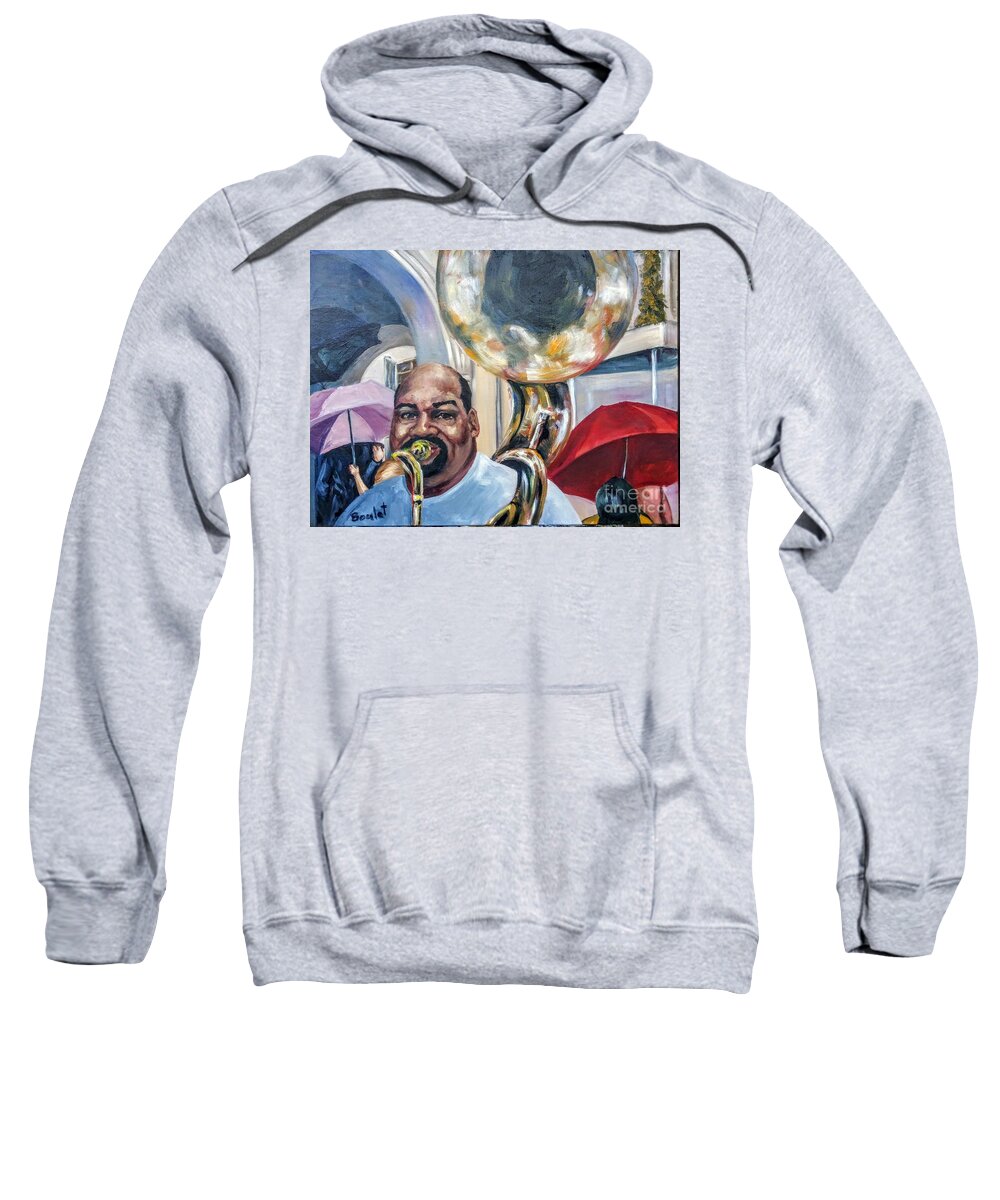 New Orleans Sweatshirt featuring the painting Tuba on the Square by Beverly Boulet