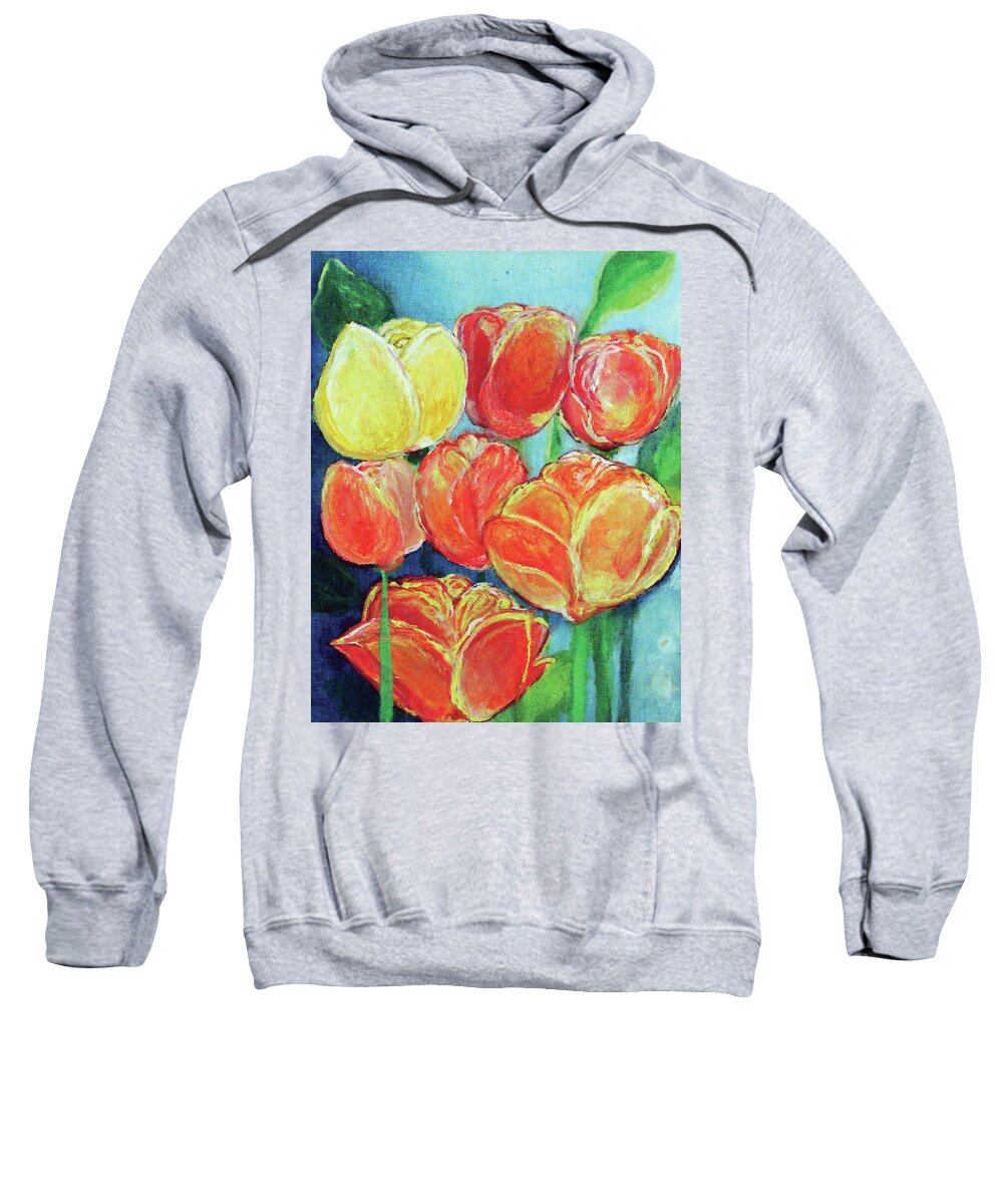 Tulips Sweatshirt featuring the painting Tulips In The Sunshine by Ashleigh Dyan Bayer