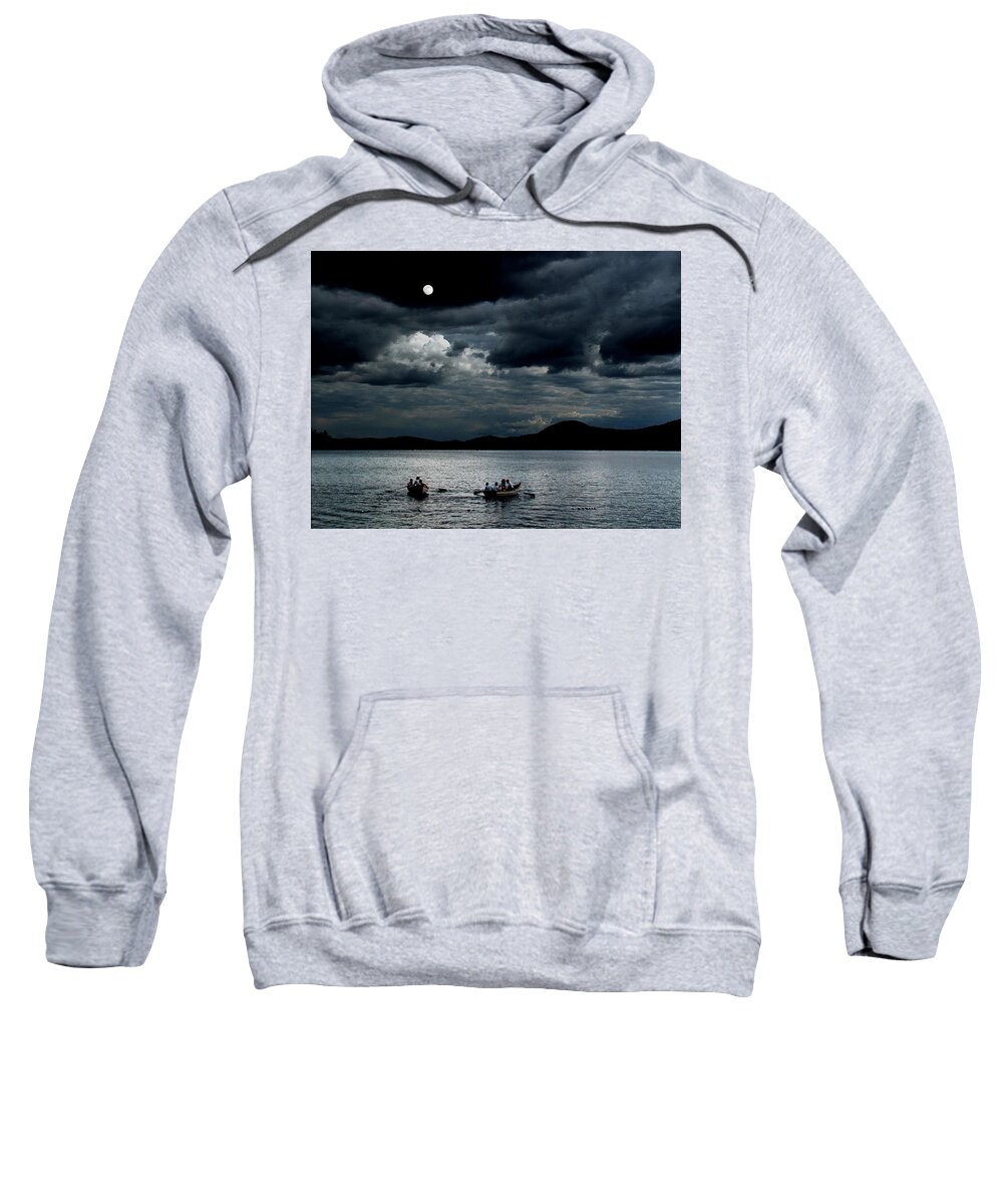 Row Sweatshirt featuring the photograph Twice in a Blue Moon by Wayne King